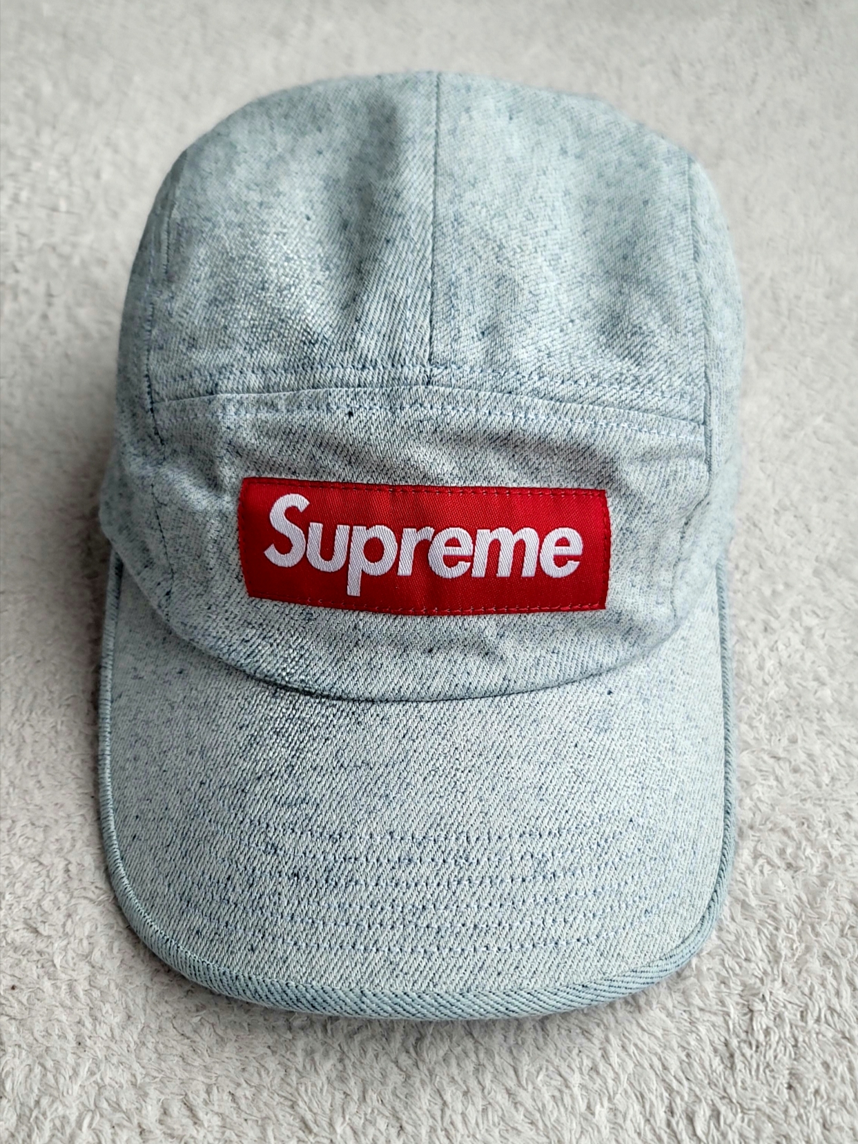 Supreme Coated Denim Camp Cap White - 24SS 착용 스타일
