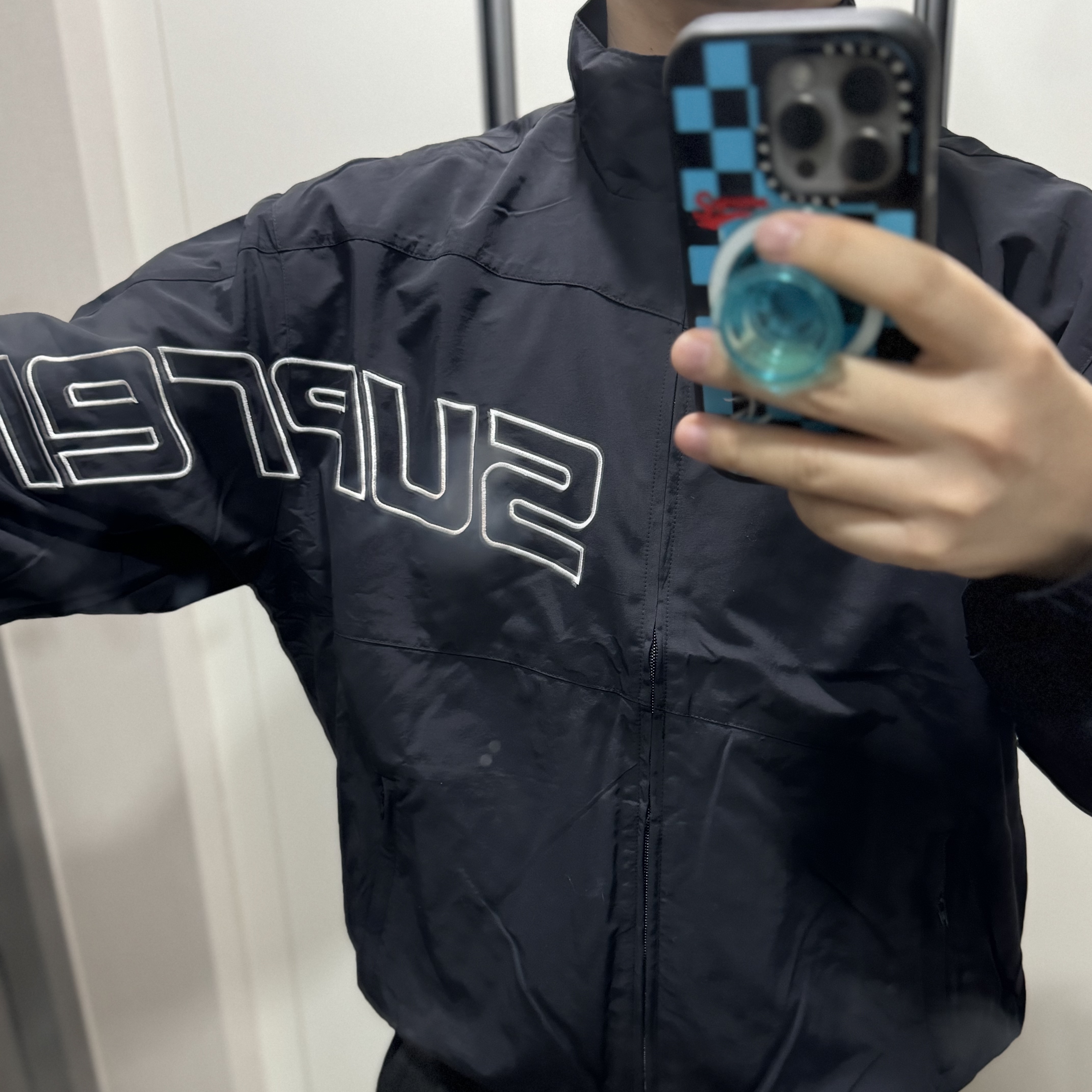 Supreme Curve Track Jacket Black - 24SS 착용 스타일
