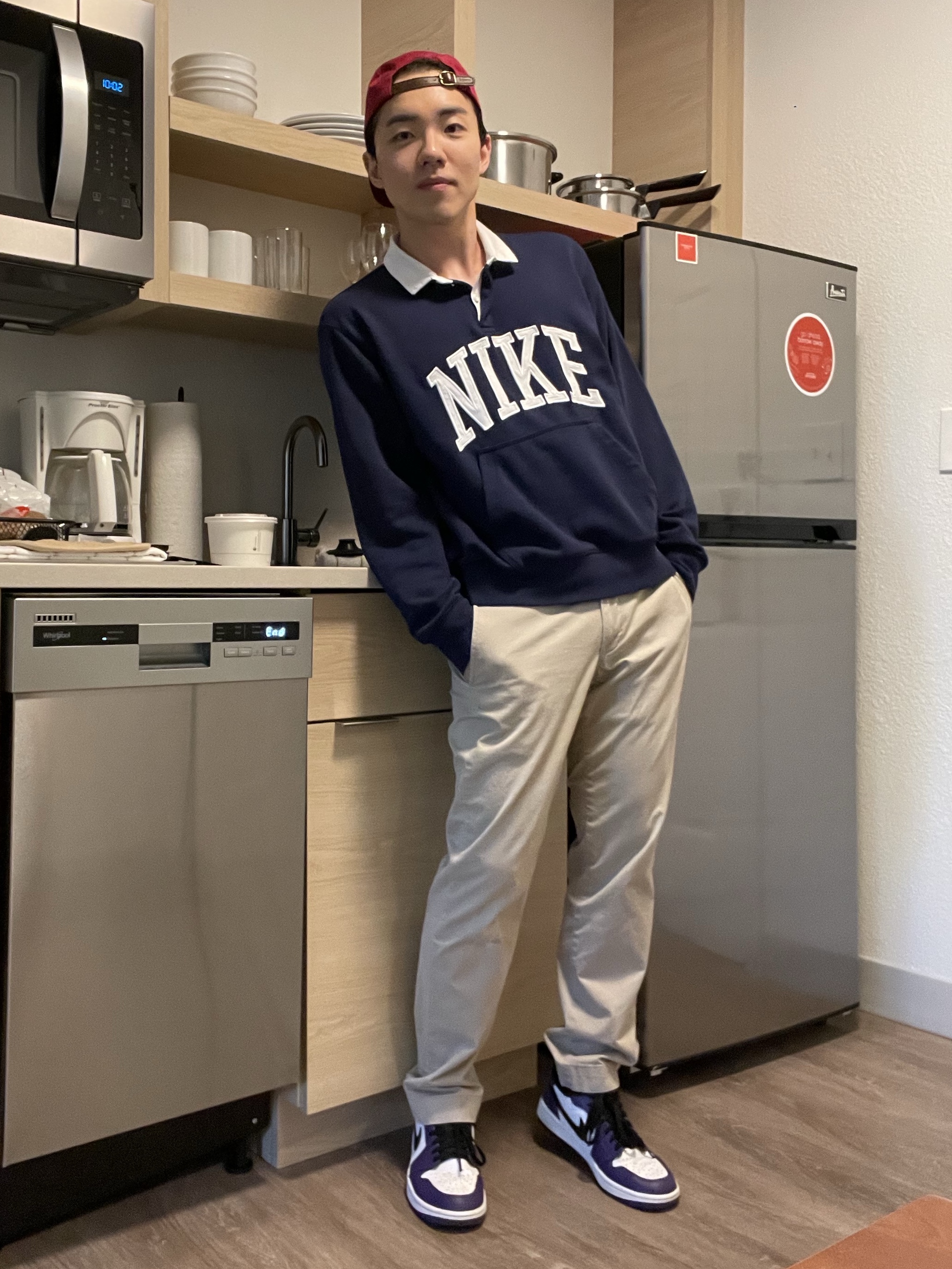 Supreme Washed Chino Twill Camp Cap Cranberry - 24FW, Nike Club Fleece Long Sleeve Fleece Polo Midnight Navy - Asia 착용 스타일 - 1