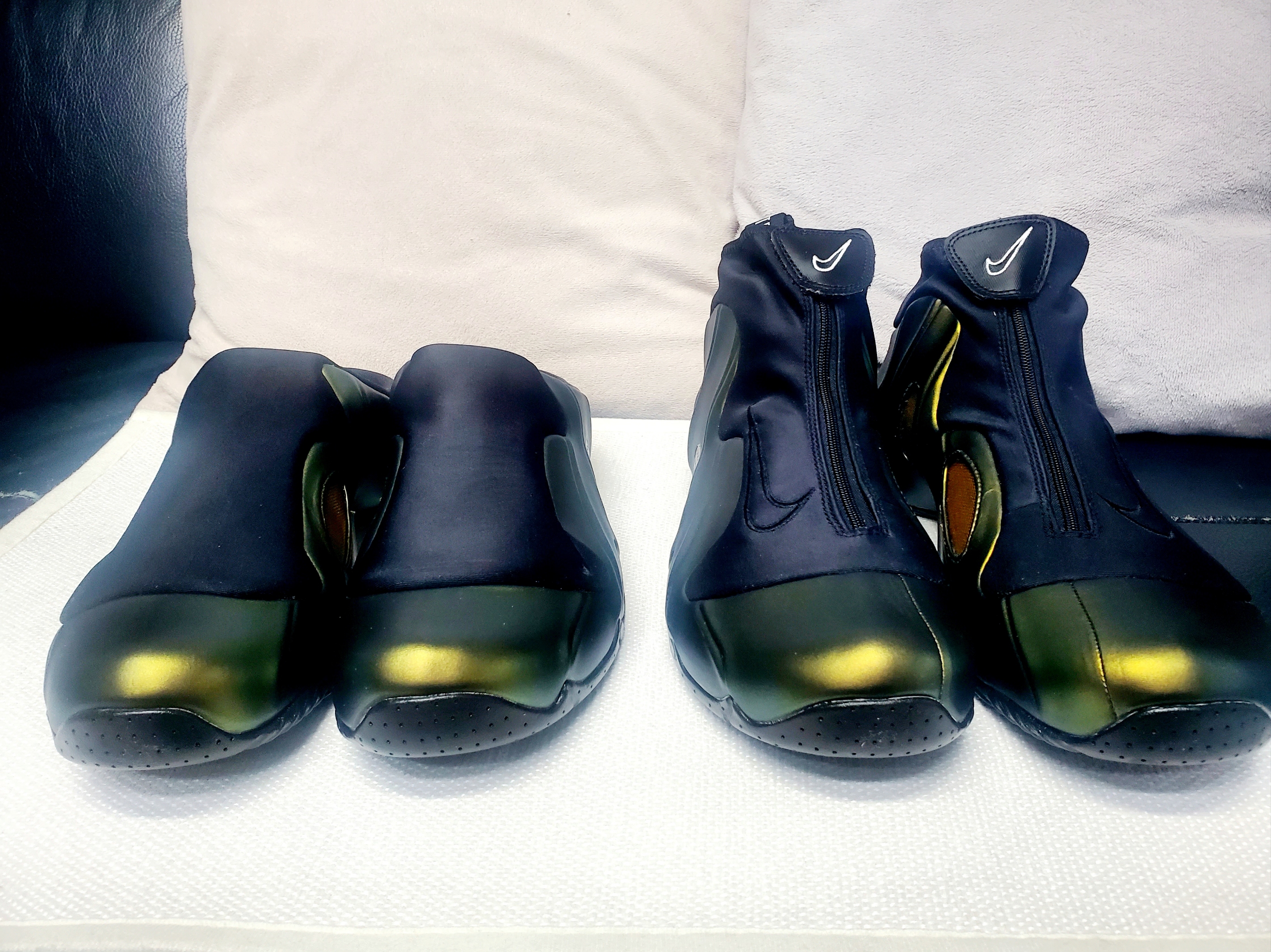 Nike Clogposite Black and Metallic Gold, Nike Air Flightposite Black Metallic Gold 착용 스타일 - 2