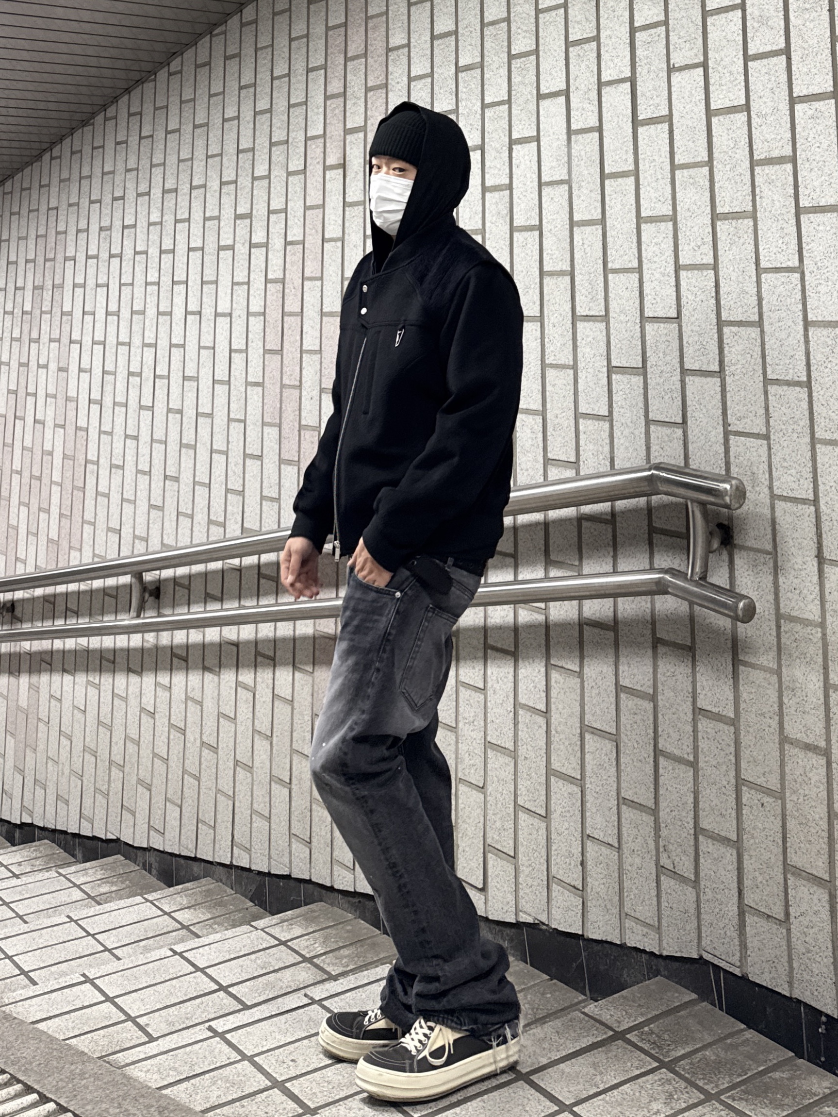 Undermycar Gaudin Alpaca Shoulder Wool Blouson Moonless Night - 22SS 착용 스타일 - 2