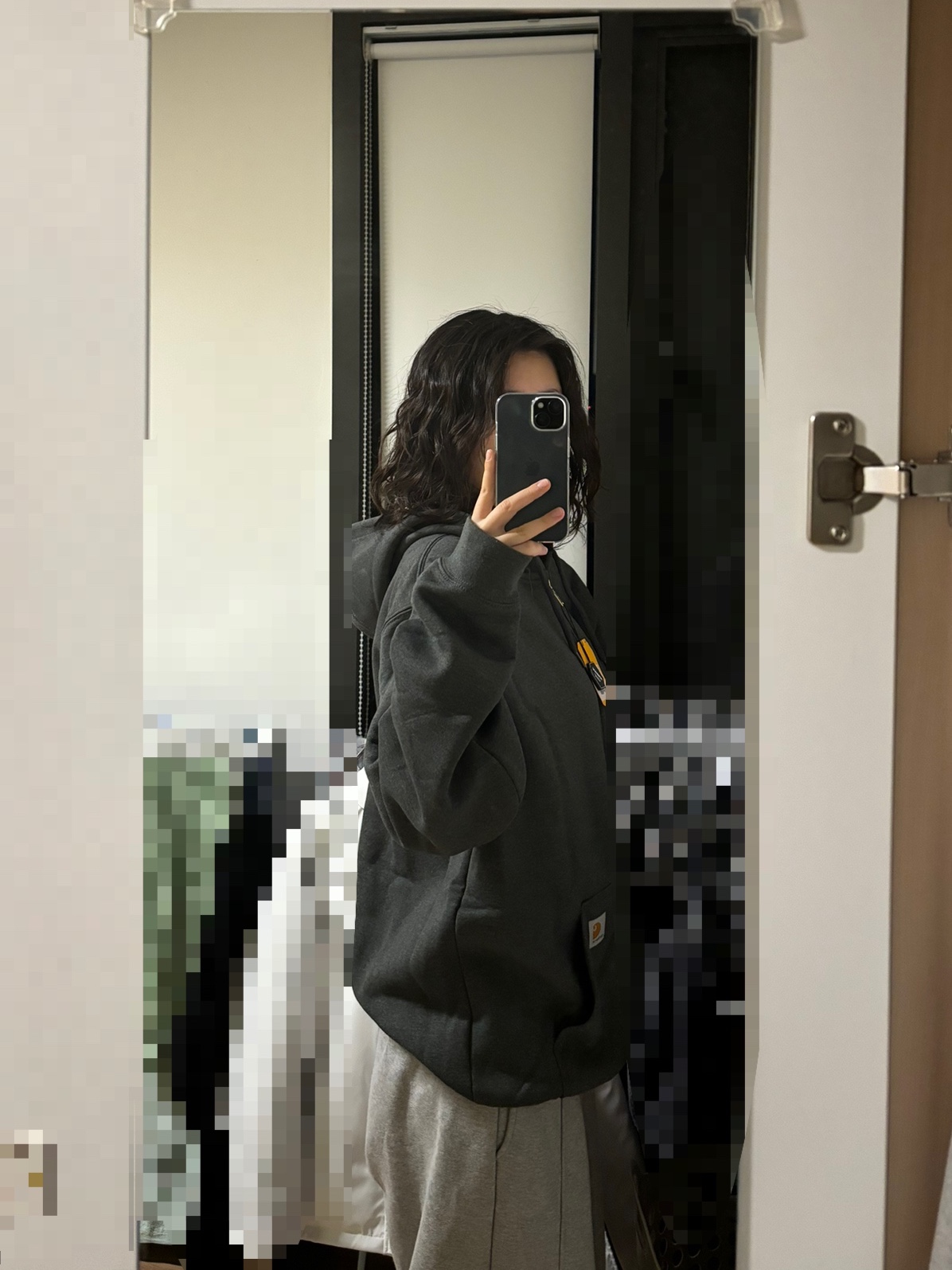 Carhartt Loose Fit Midweight Regular Full Zip Sweatshirt Carbon Heather 착용 스타일 - 2