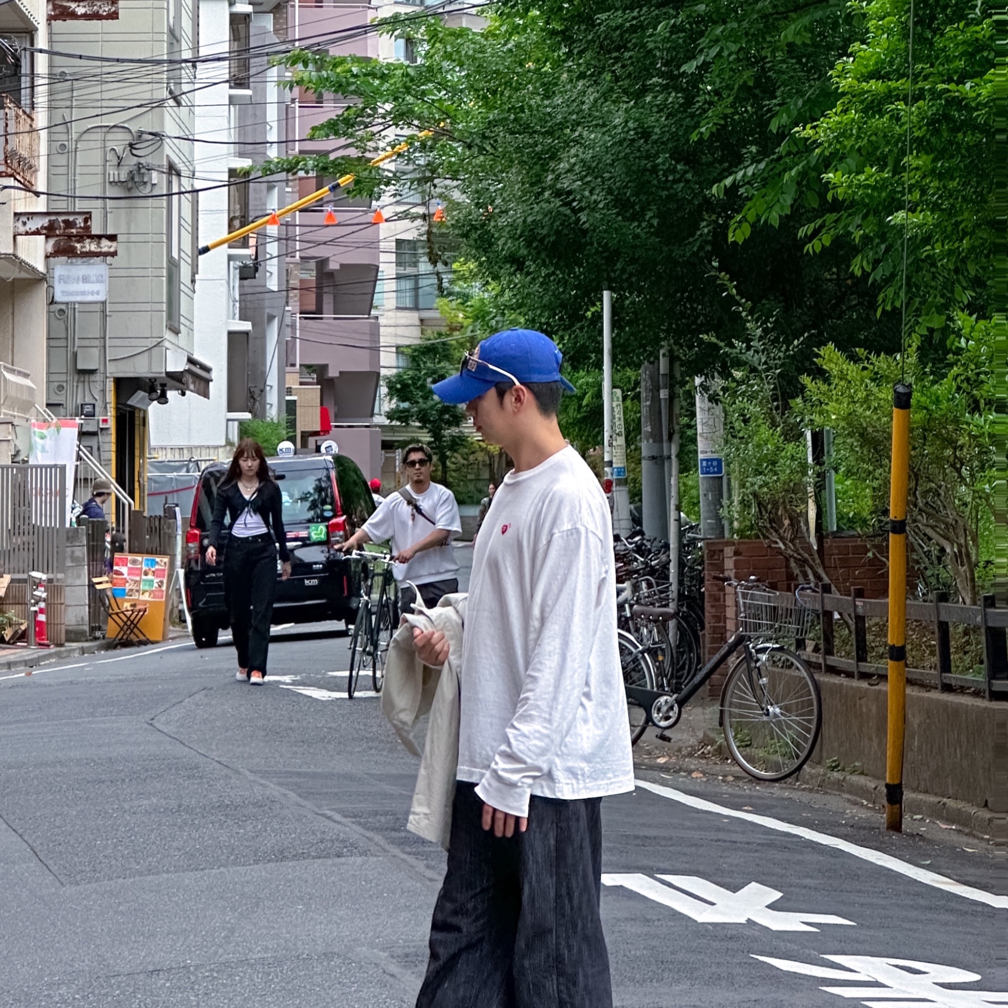 Deus Ex Machina Pleasures Work Jacket Natural, Human Made Graphic L/S T-Shirt #1 White 착용 스타일
