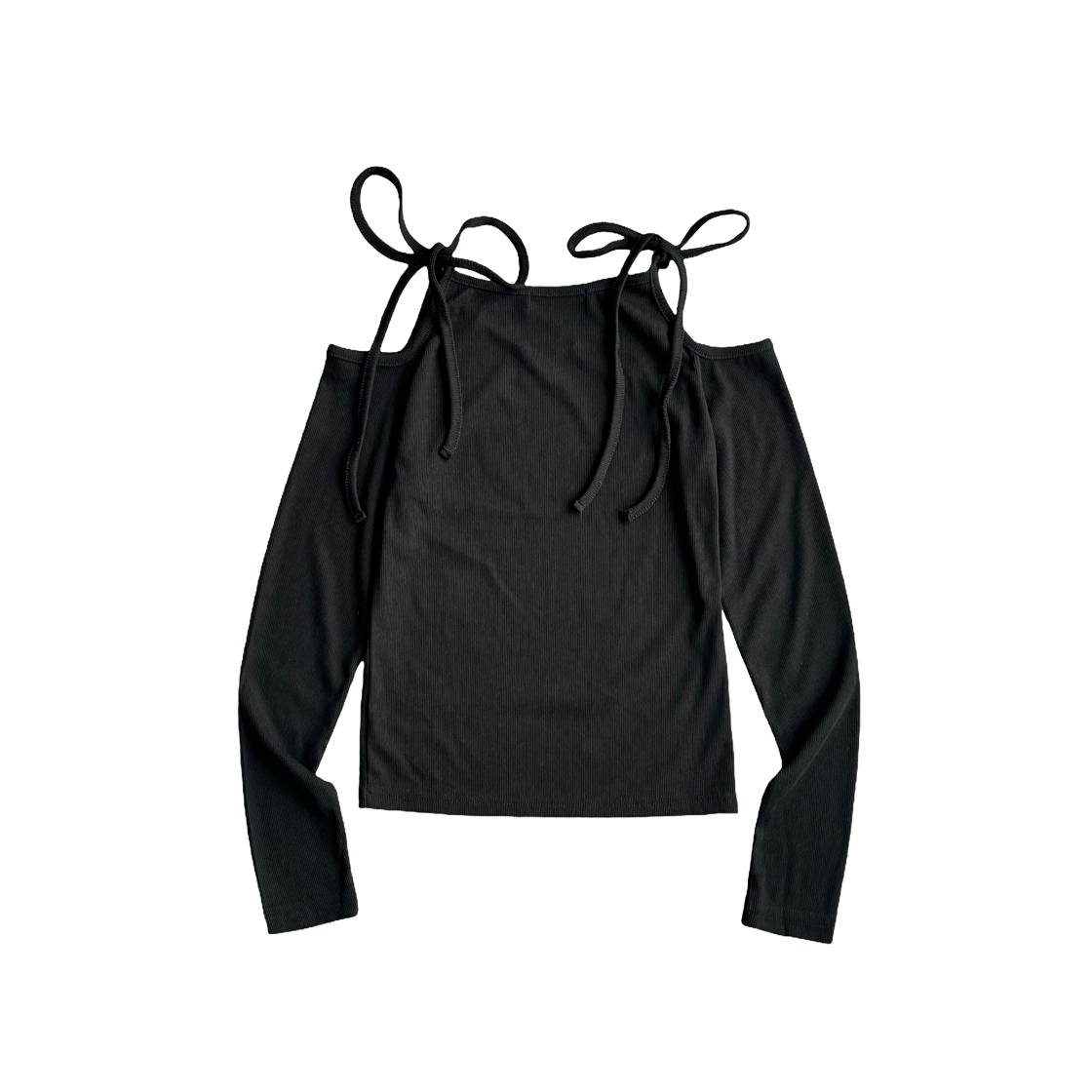 무센트 네키 리본 오프 숄더 티 블랙(MUCENT Neki Ribbon Off Shoulder T Black) - 2