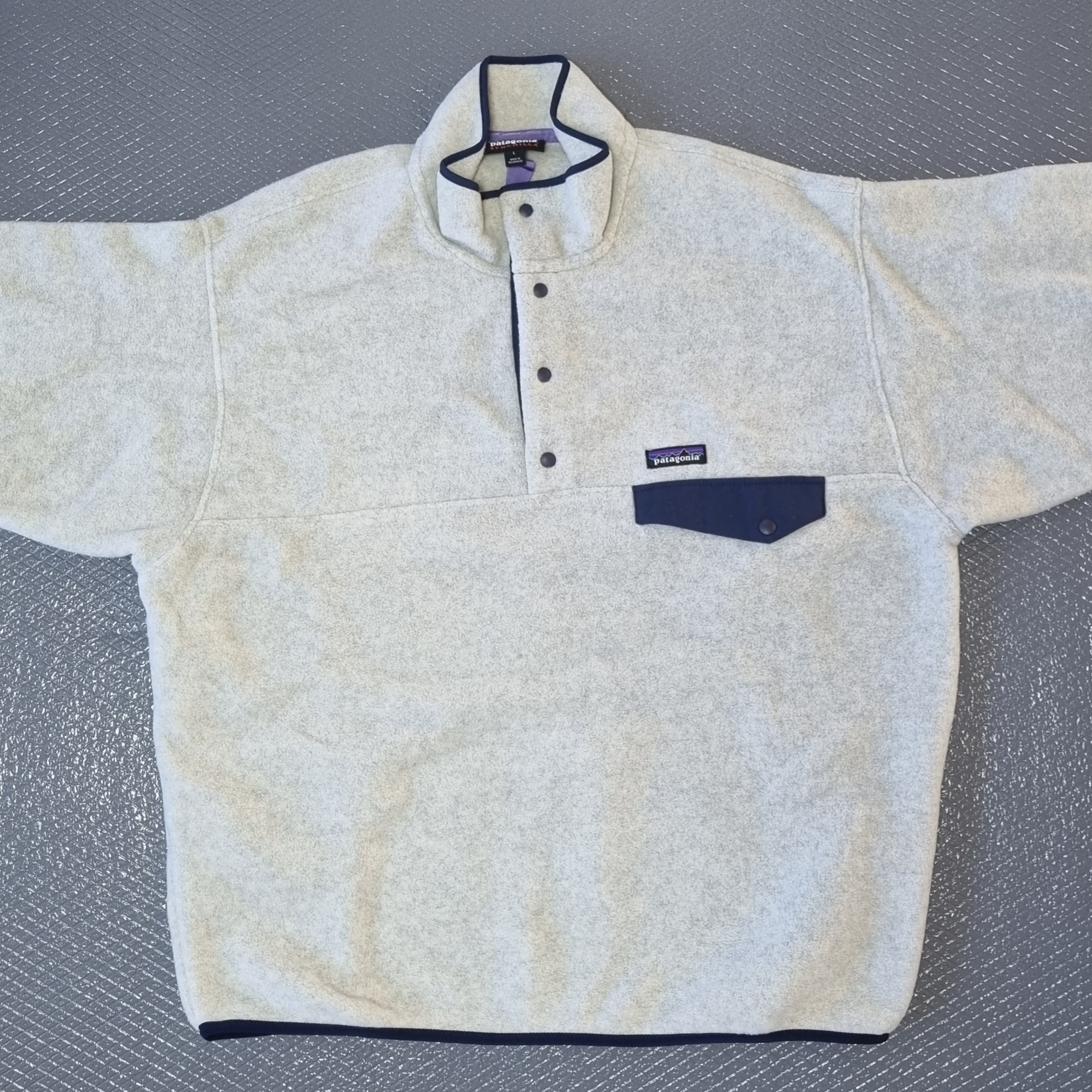 Patagonia Synchilla Snap-T Fleece Pullover Oatmeal Heather 착용 스타일 - 1