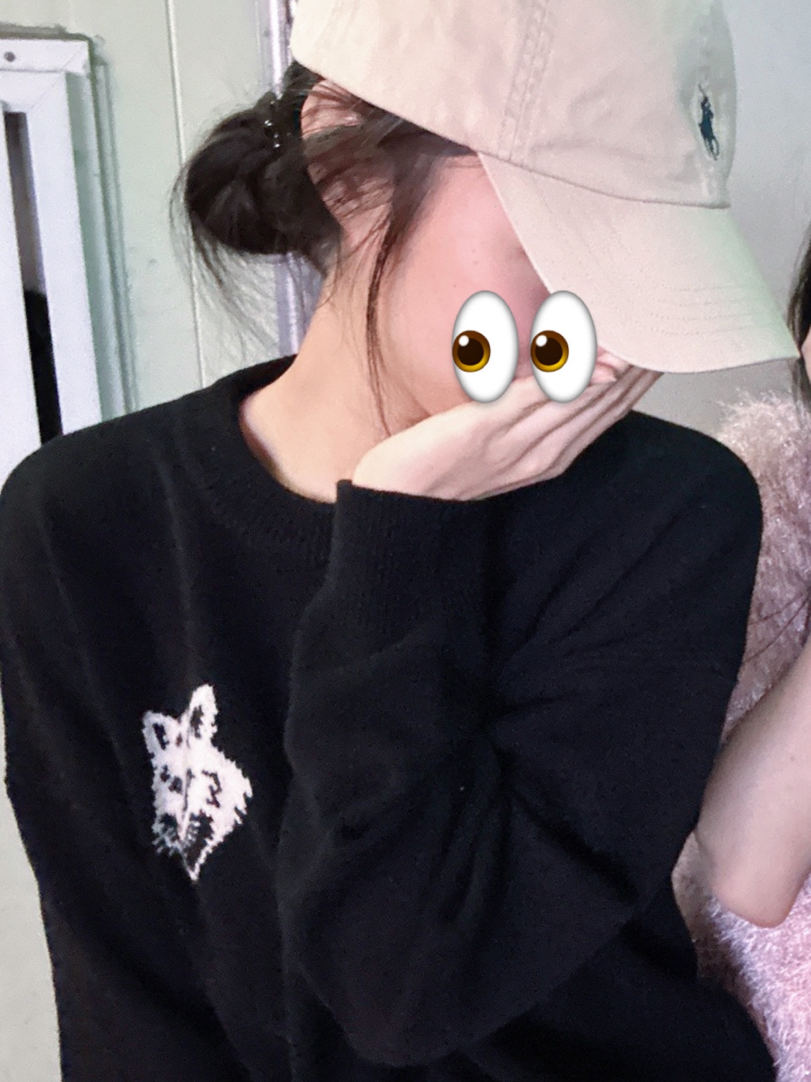 Maison Kitsune Fox Head Intarsia Comfort Jumper Black 착용 스타일