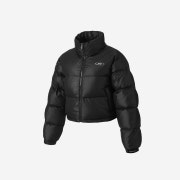 BORN TO WIN Big Symbol Puffer Crop Down Black