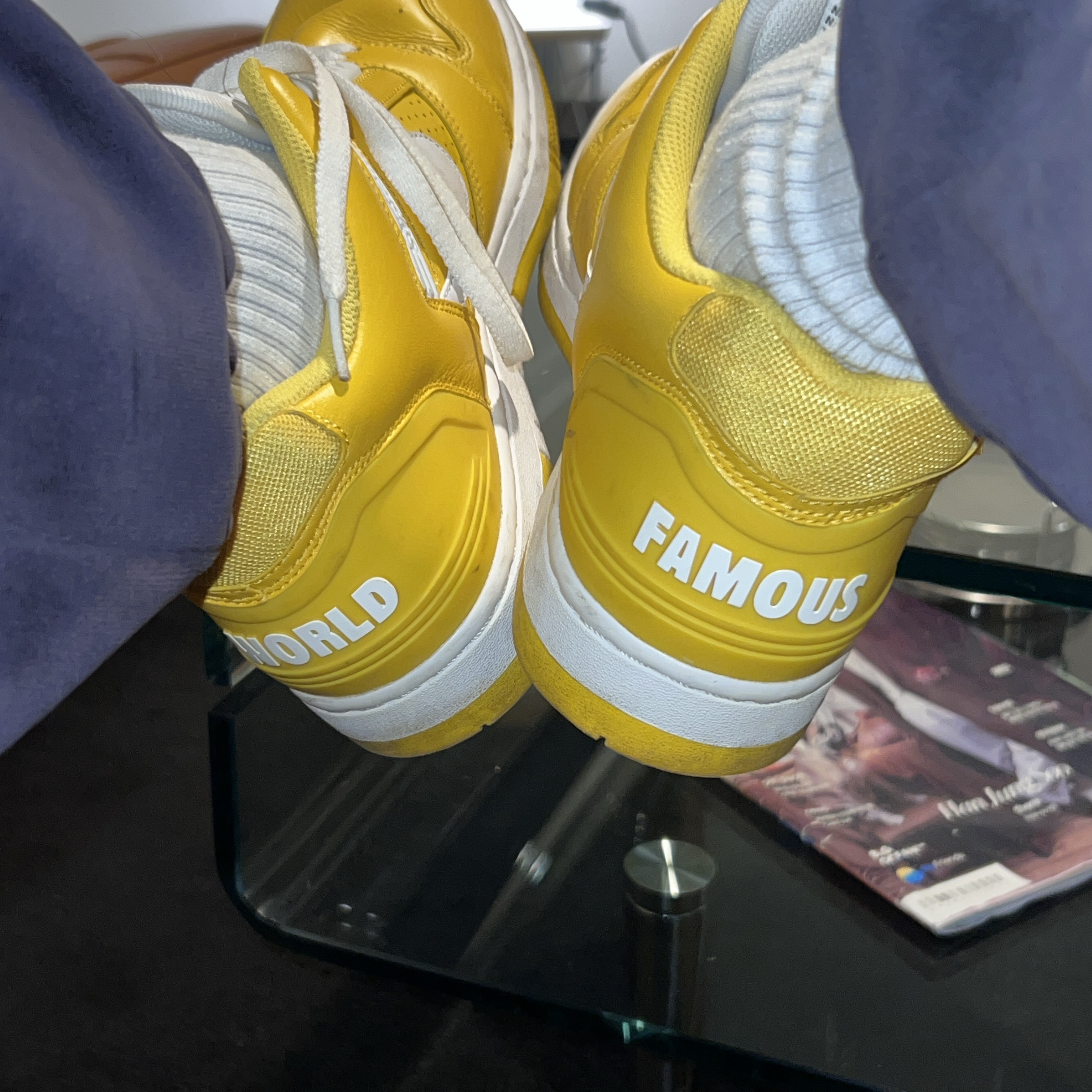 Nike x Supreme SB Air Force 2 Low Yellow, Stussy Basic Cuff Beanie Fog Blue 착용 스타일 - 4