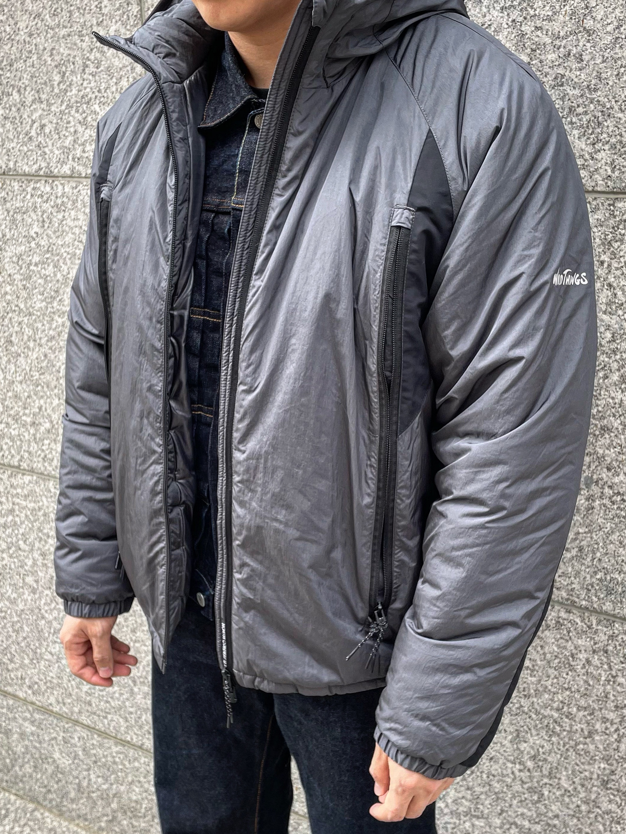 Wildthings Mountain Field Padding Jacket Graphite 착용 스타일 - 2