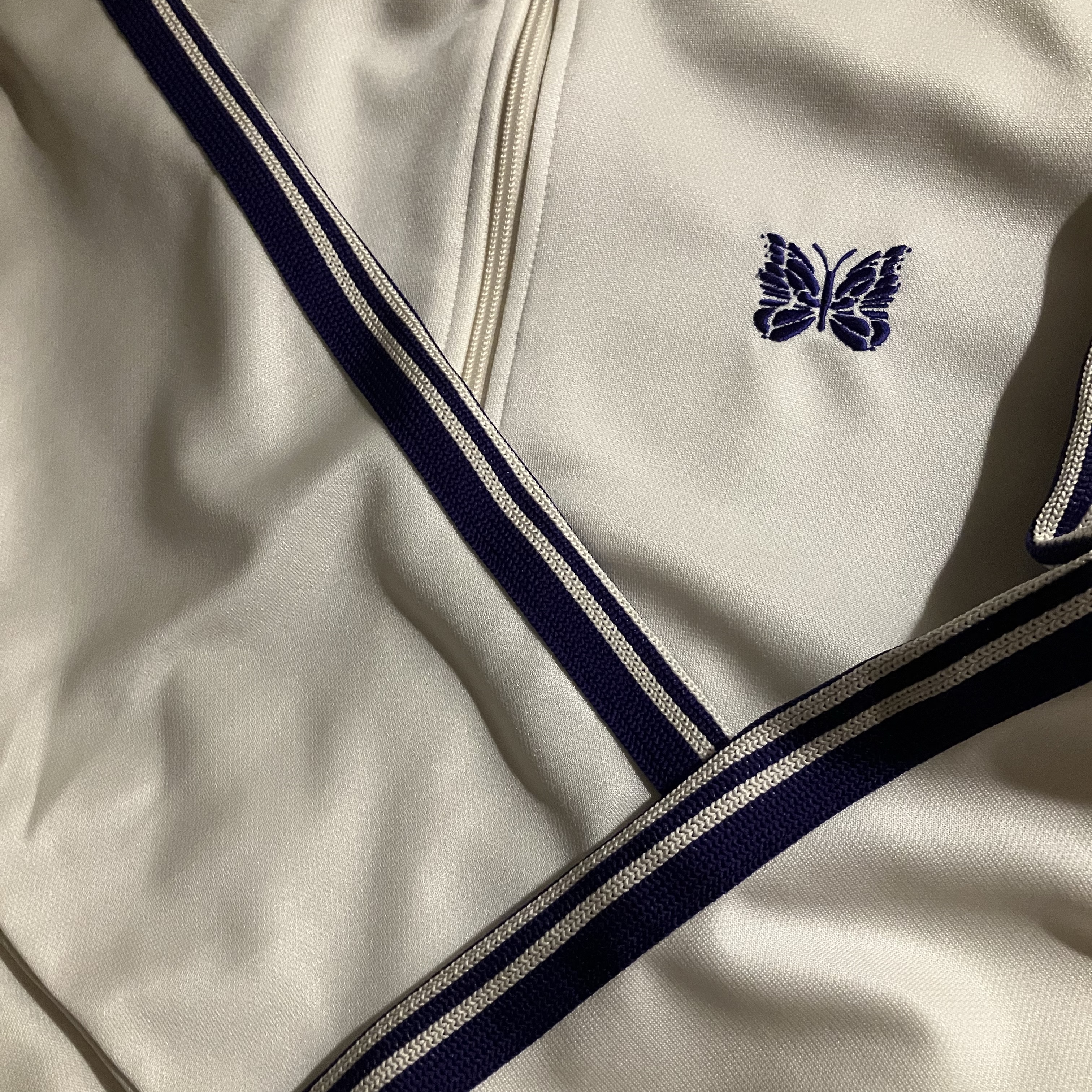 Needles Track Jacket Poly Smooth Ice White 착용 스타일