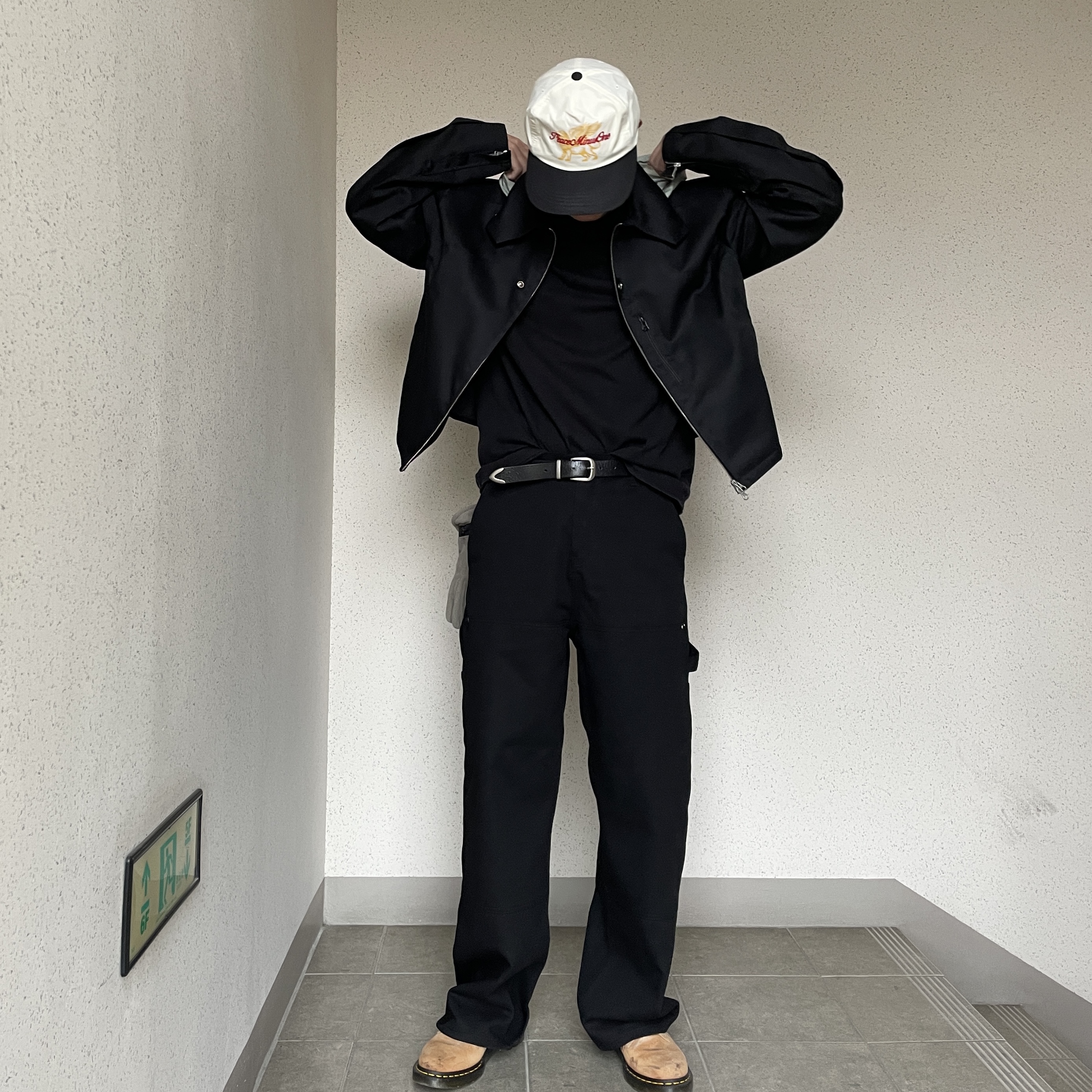 Peaceminusone x Joopiter Five-Panel Baseball Cap White 착용 스타일 - 2