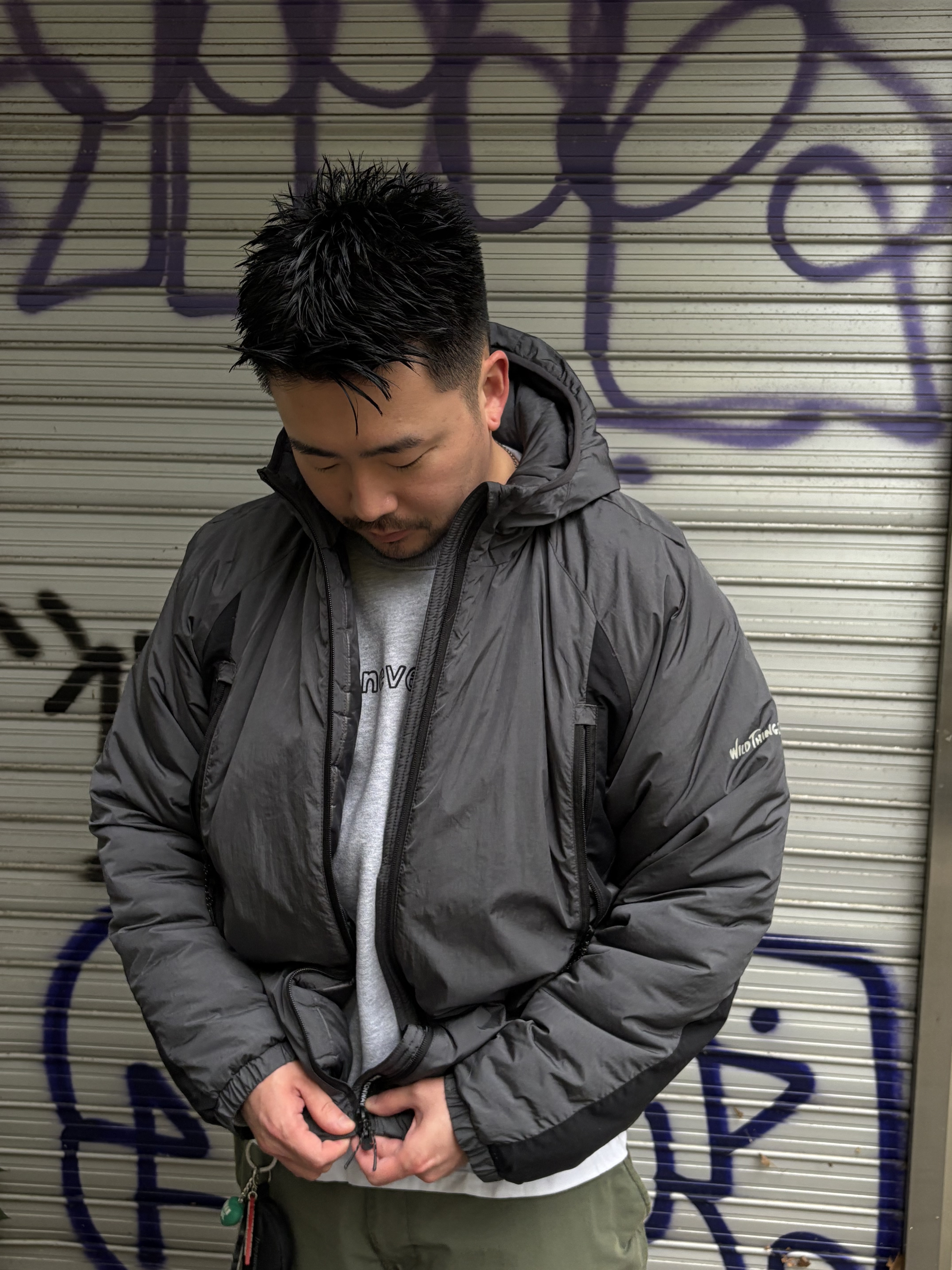 Wildthings Mountain Field Padding Jacket Graphite 착용 스타일 - 2