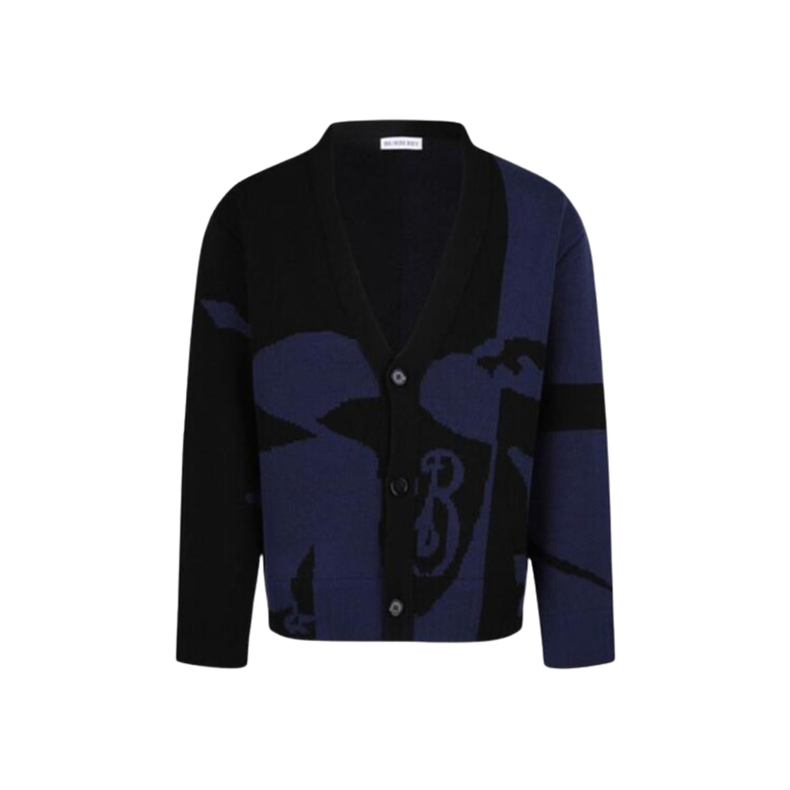 8095529 Burberry EKD Logo Wool Cardigan Black Navy - 대표 이미지 #1