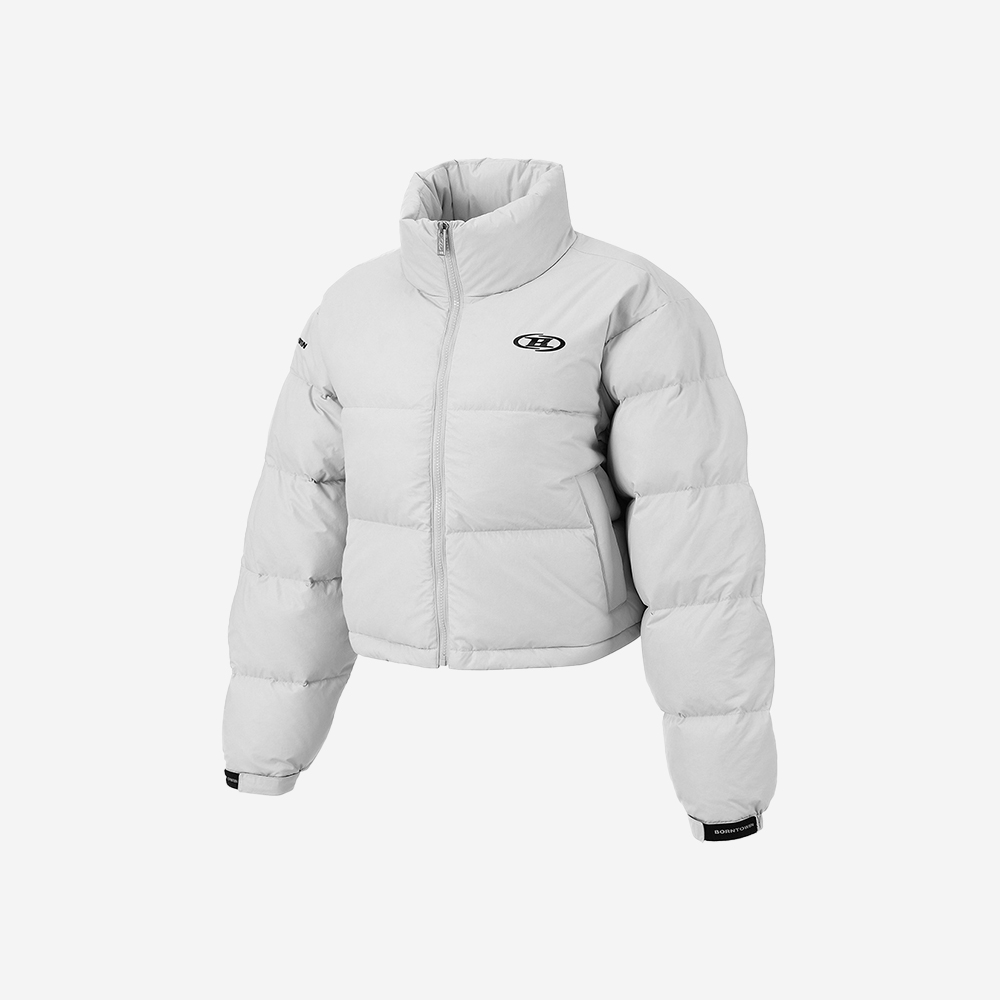 BF4WJP111GY BORN TO WIN Big Symbol Puffer Crop Down Grey