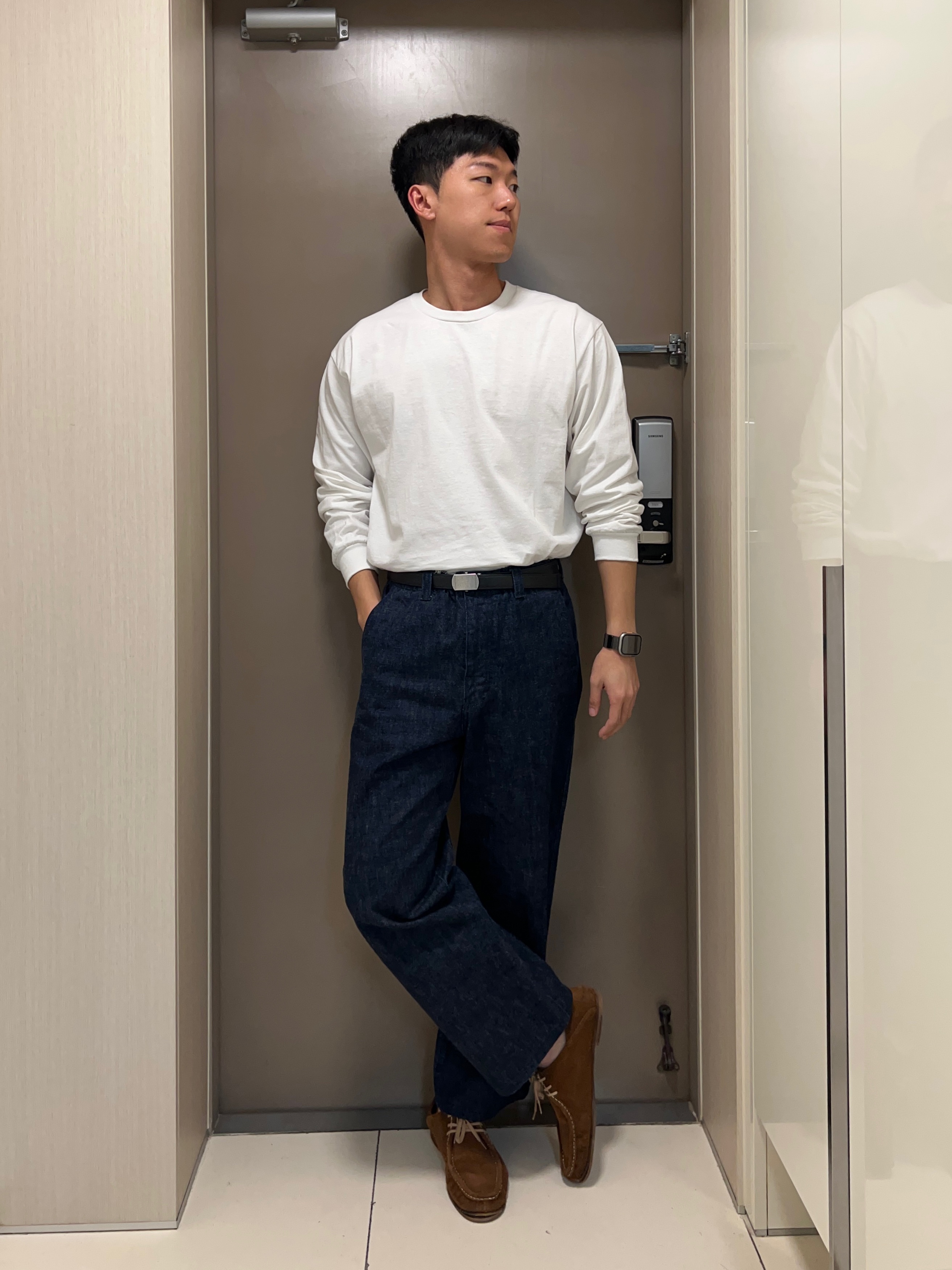 Gildan Heavy Ultra Cotton Long Sleeve T-Shirt White Black (2Pack) 착용 스타일 - 1