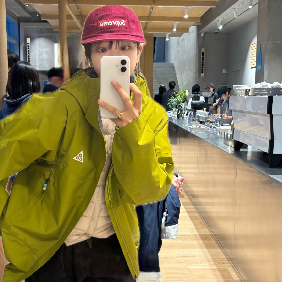 Nike ACG Storm-Fit ADV Cascade Rains Full Zip Jacket Moss - Asia, (W) Danton Inner Crewneck Jacket Oyster 착용 스타일 - 1