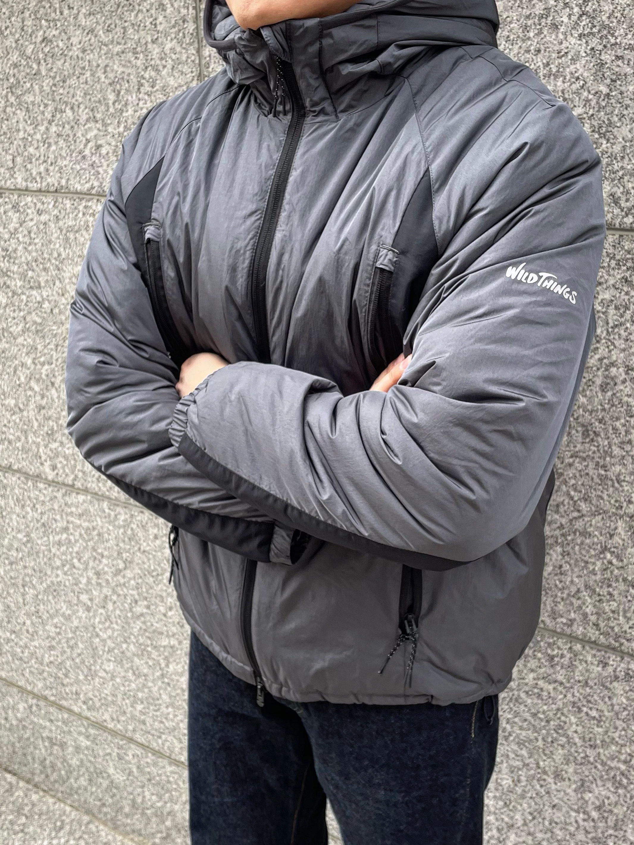 Wildthings Mountain Field Padding Jacket Graphite 착용 스타일 - 1
