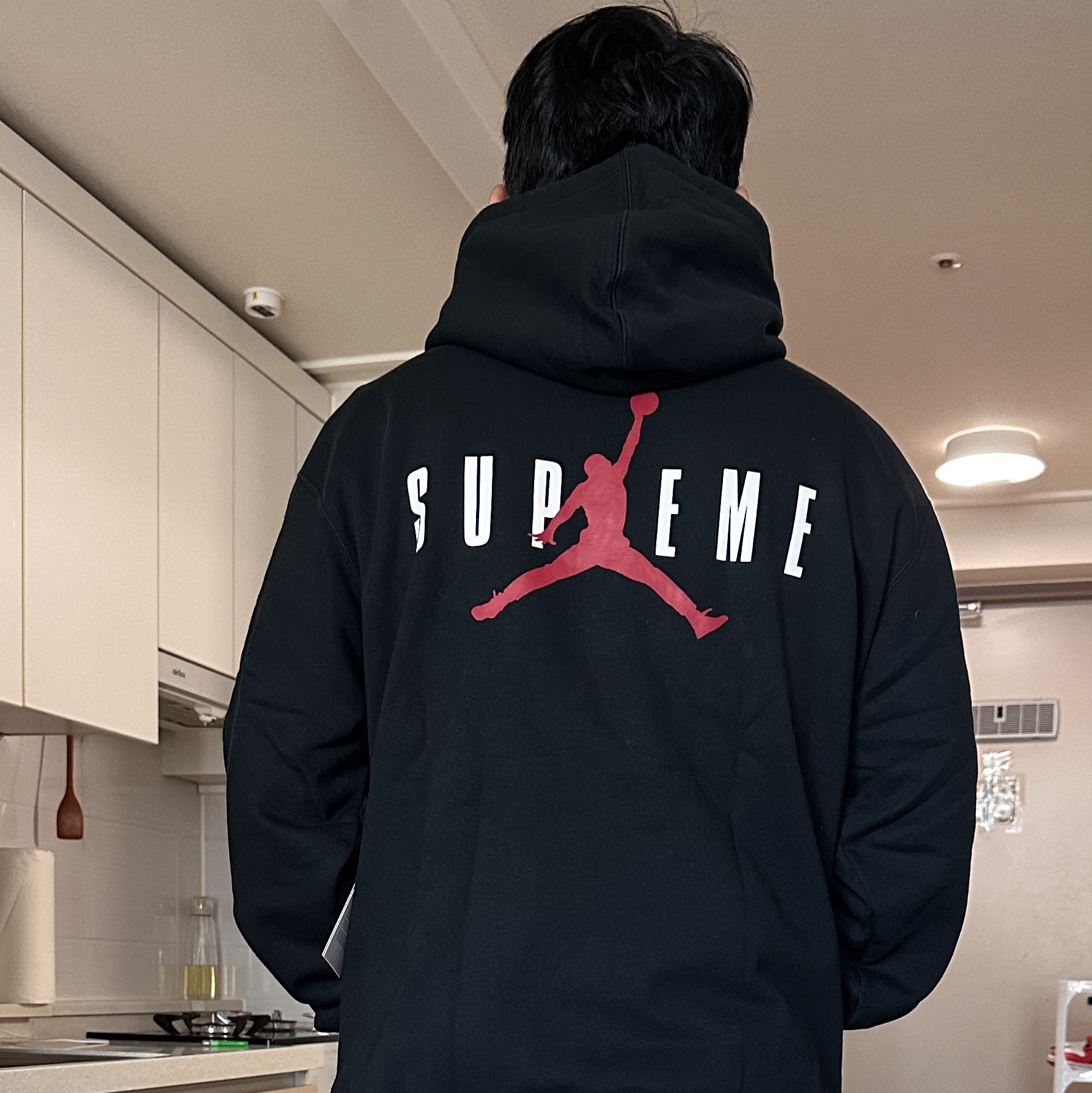 Supreme x Jordan Hooded Sweatshirt Black - 24FW, Nike x Stussy NRG Fleece Pants Dark Grey Heather (DO9340-063) 착용 스타일