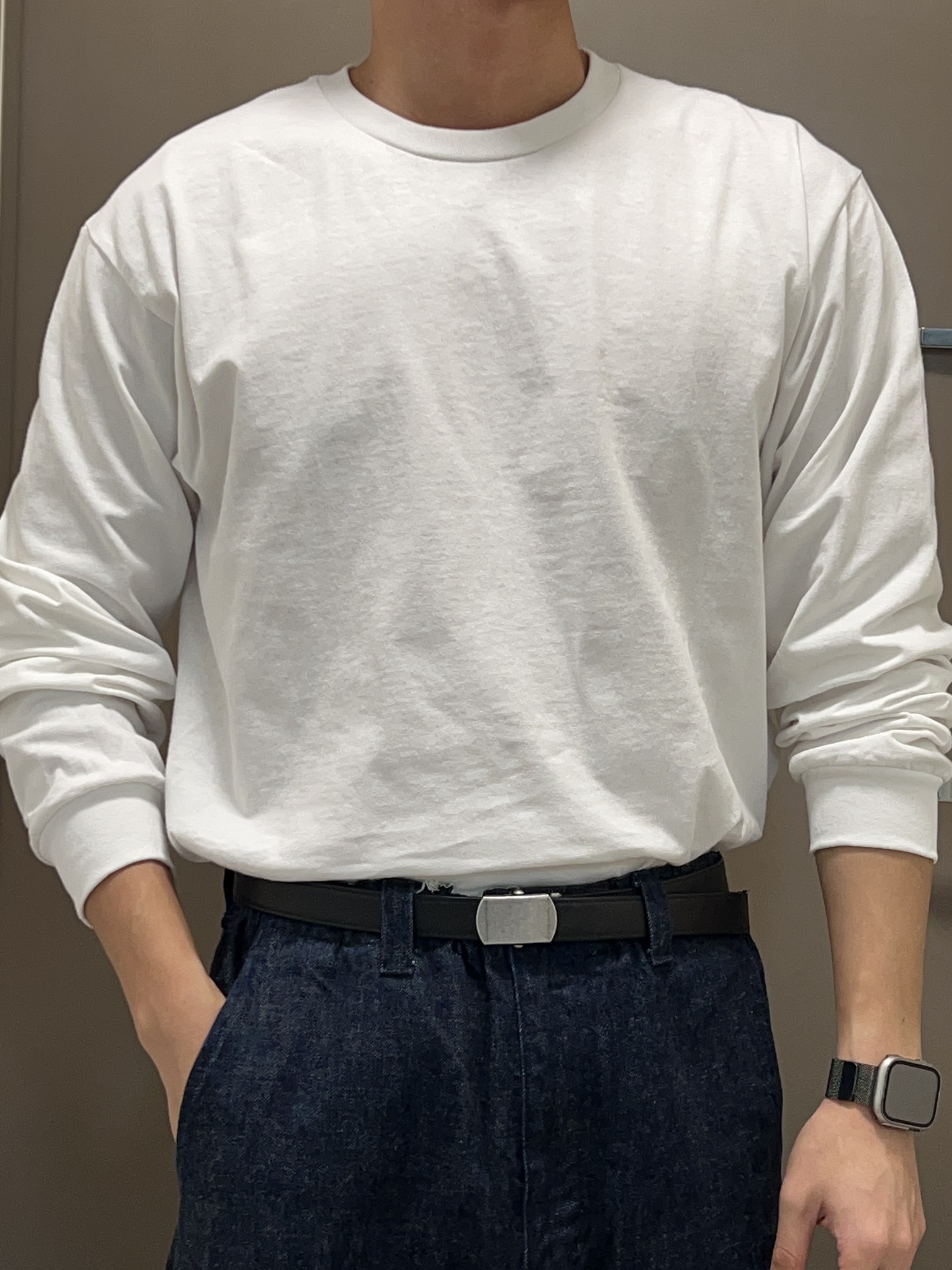 Gildan Heavy Ultra Cotton Long Sleeve T-Shirt White Black (2Pack) 착용 스타일 - 4