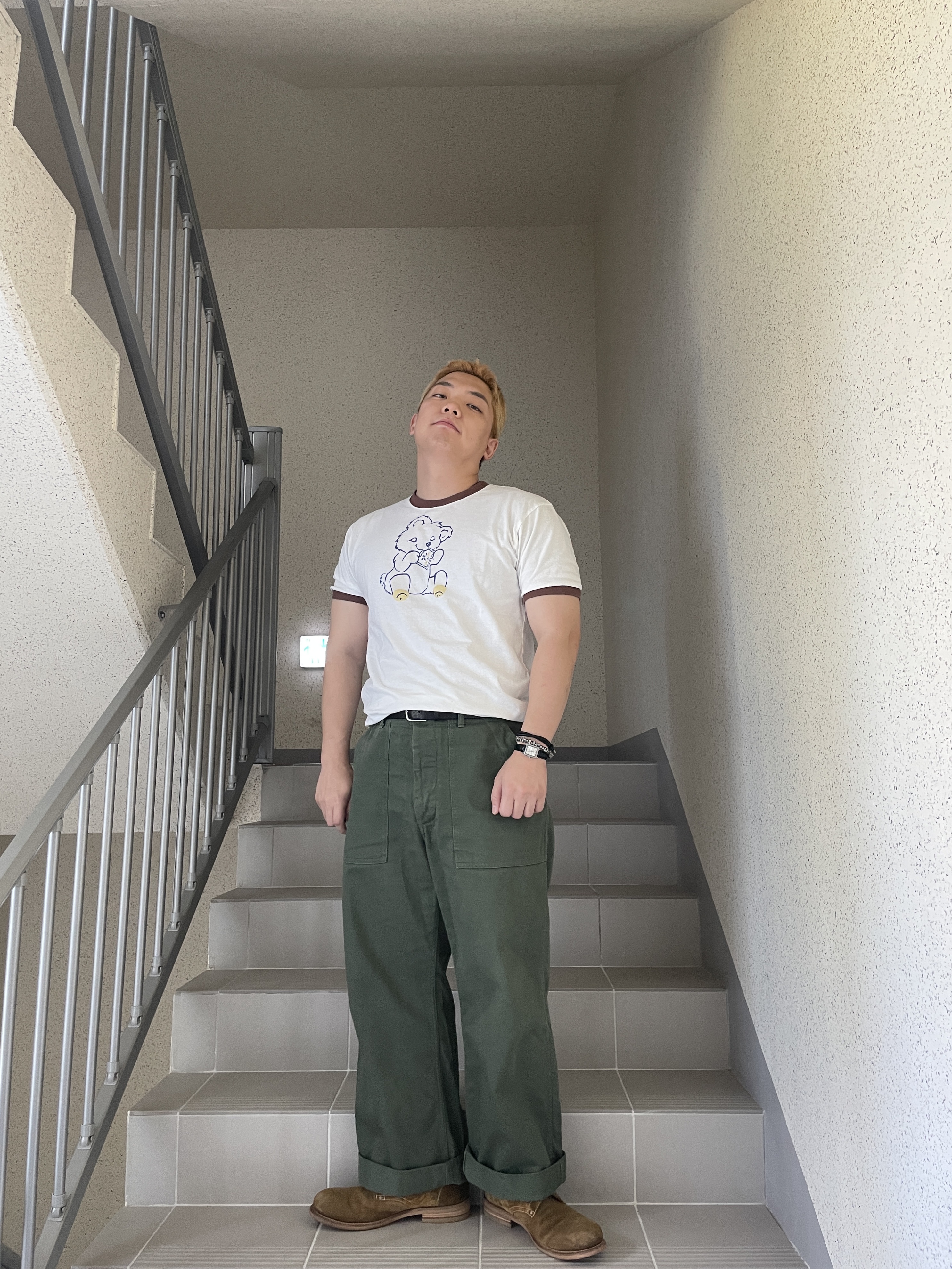 Kapital 20-T Ringer T-Shirt Peckish Patch White 착용 스타일 - 4