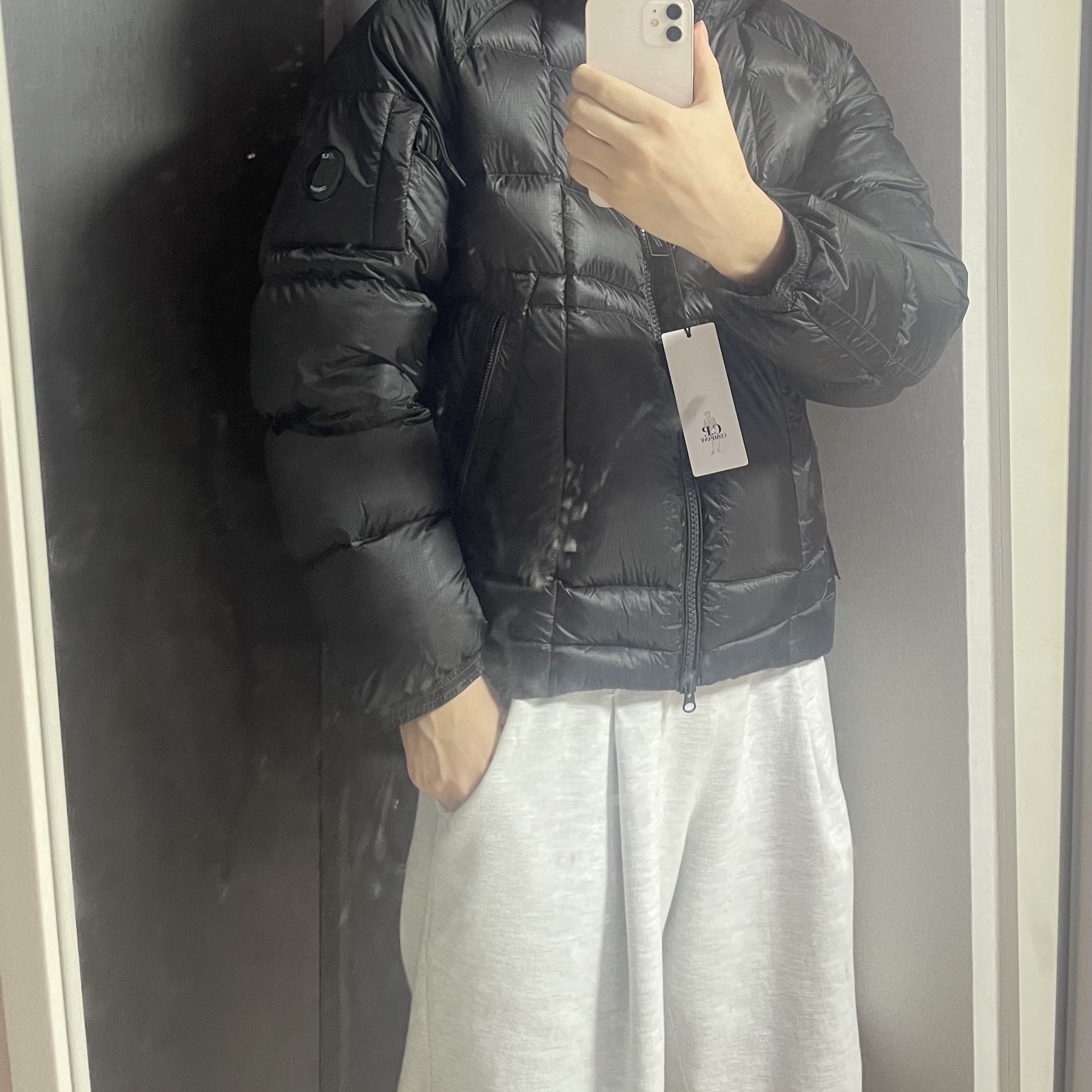 C.P. Company D.D. Shell Hooded Medium Down Jacket Black - 24FW 착용 스타일