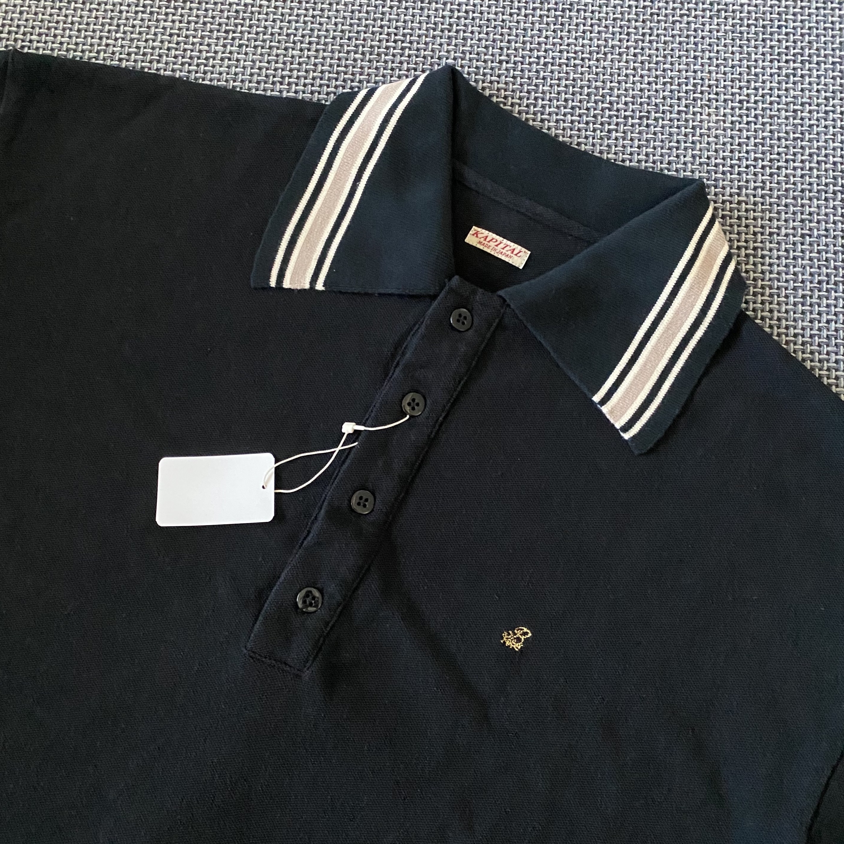 Kapital Pique Langle Color Retro Polo Black 착용 스타일