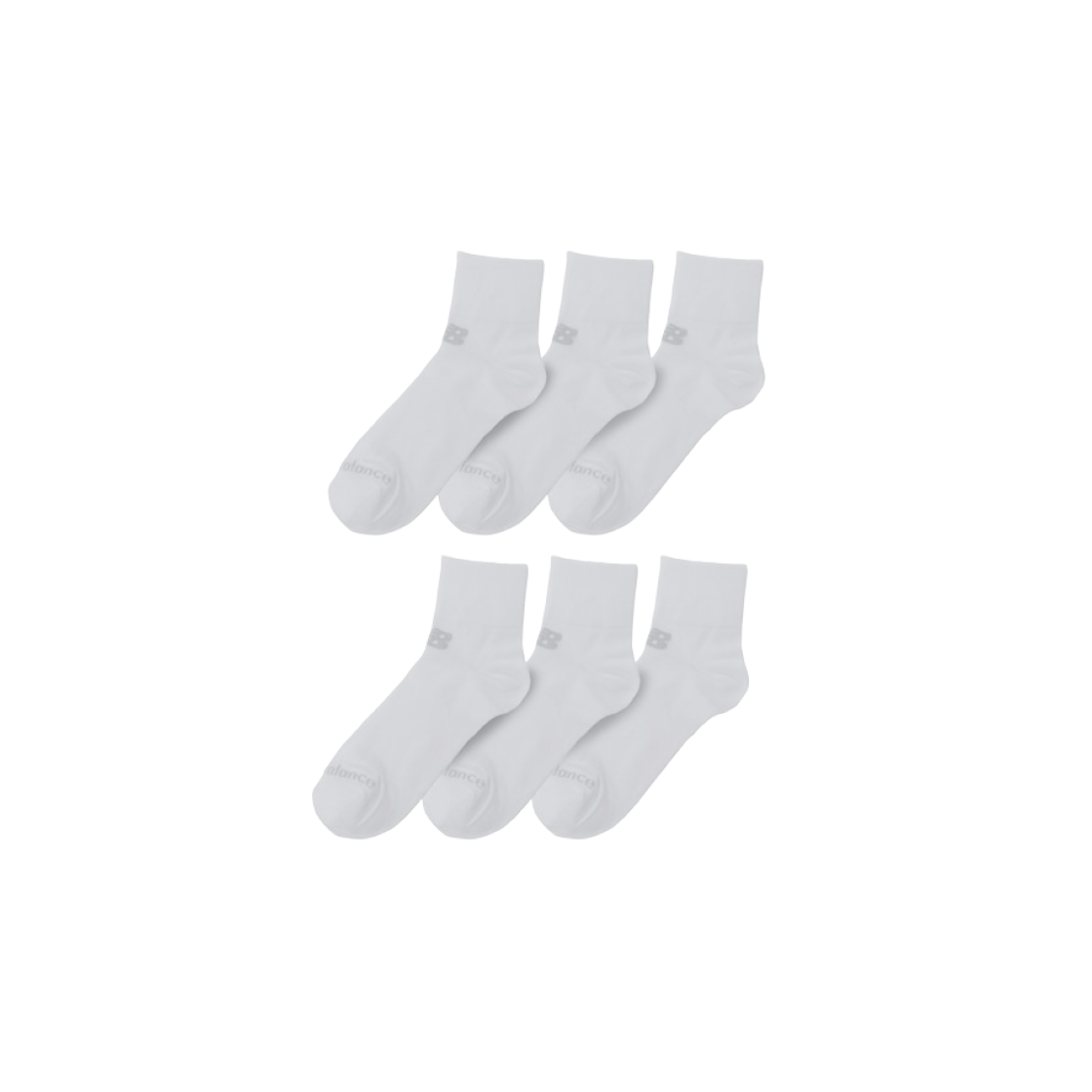 LAS95236-WT New Balance Performance Ankle Length Socks White (6 Packs)