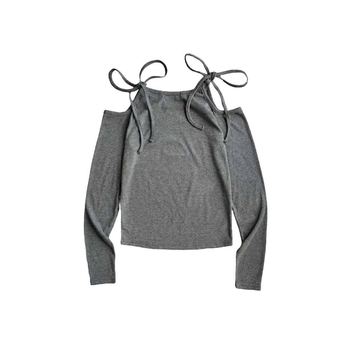무센트 네키 리본 오프 숄더 티 그레이(MUCENT Neki Ribbon Off Shoulder T Gray) - 2