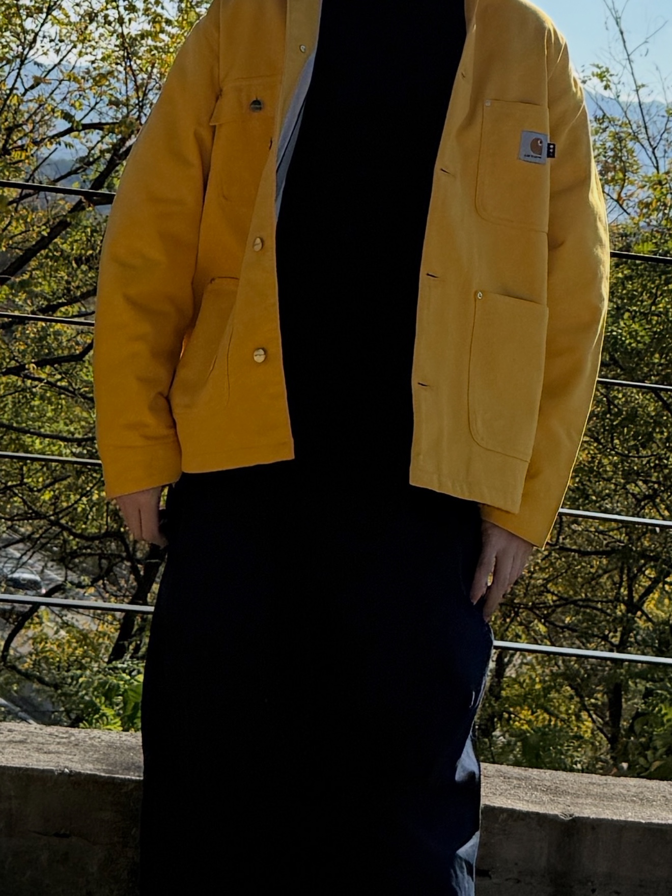 Carhartt WIP x IAB Studio OG Chore Coat Yellow, Stussy Basic Stussy Zip Hoodie Navy 2024, 2025 착용 스타일 - 2