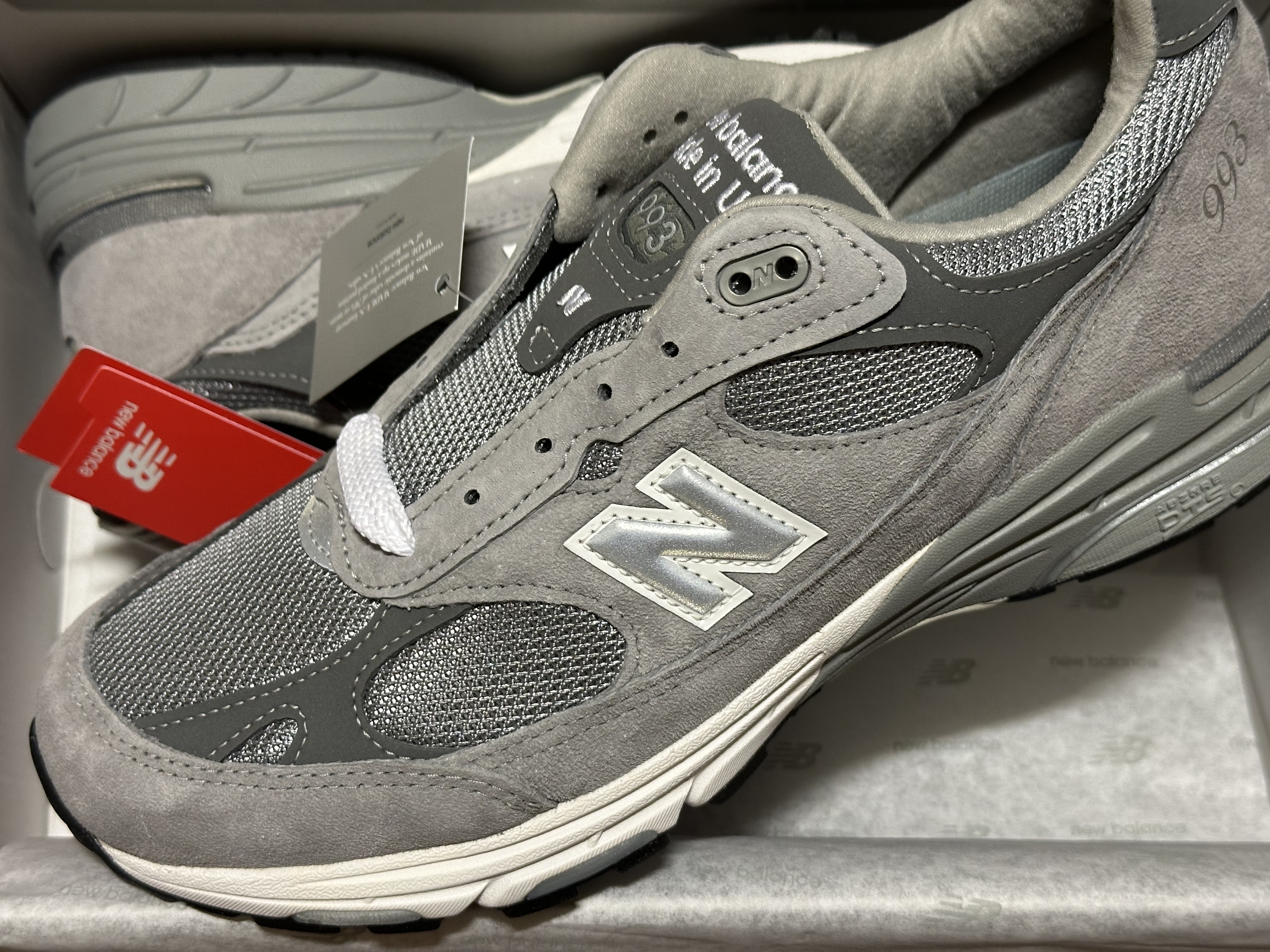 New Balance 993 Made in USA Grey - D Standard 착용 스타일 - 1