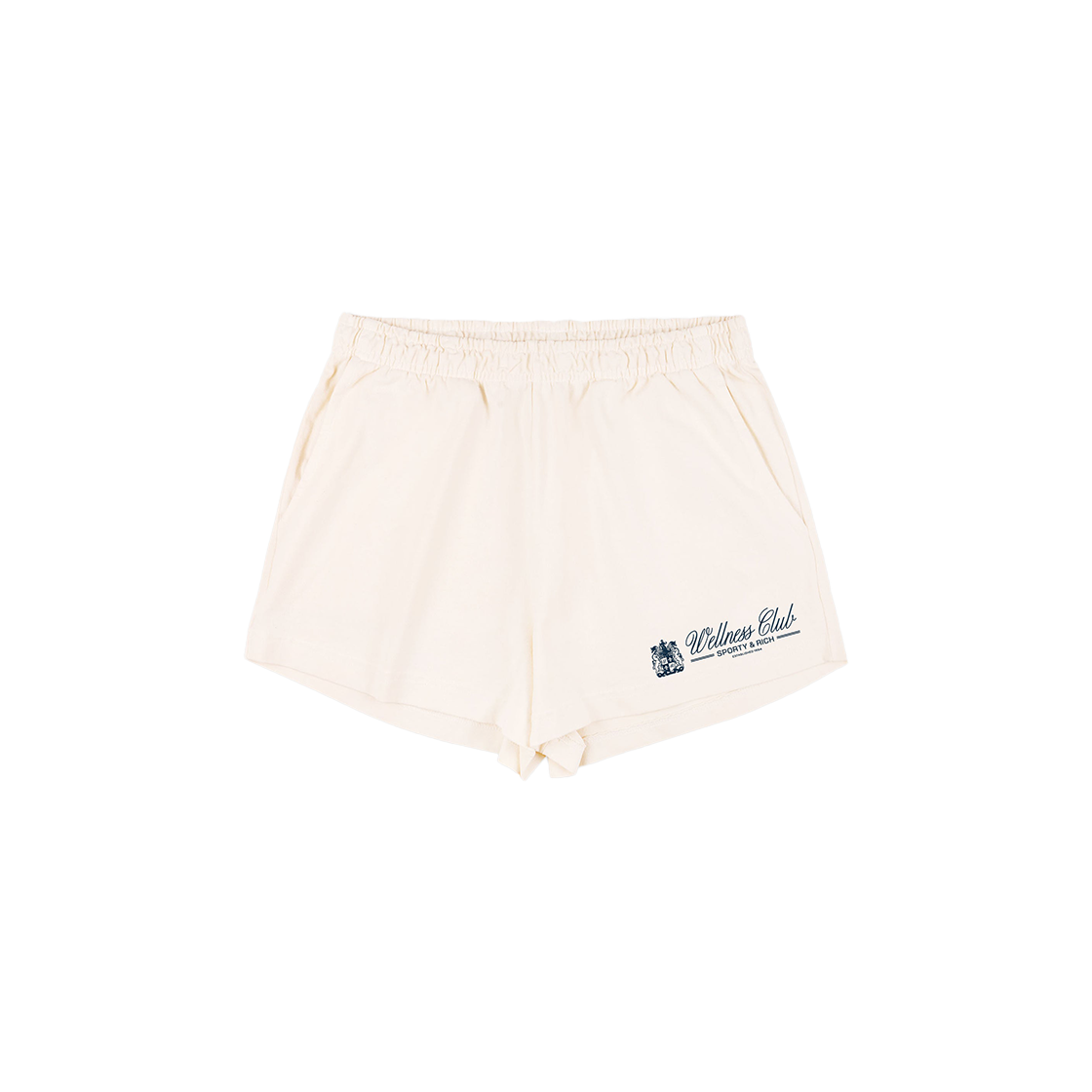 스포티 앤 리치 유니콘 크레스트 디스코 쇼츠 크림 - 24FW(Sporty & Rich Unicorn Crest Disco Shorts Cream - 24FW)