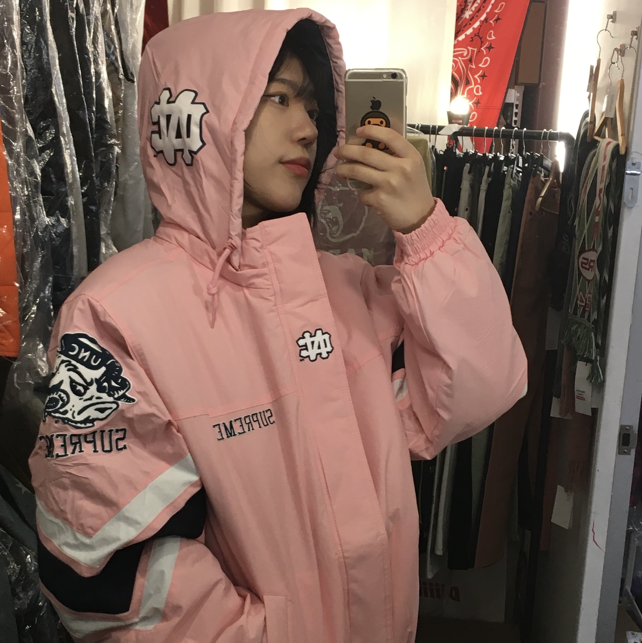 Human Made Tsuriami Crazy Pastel Sweatshirt Pink, Human Made Boa Fleece Pullover White 착용 스타일 - 1