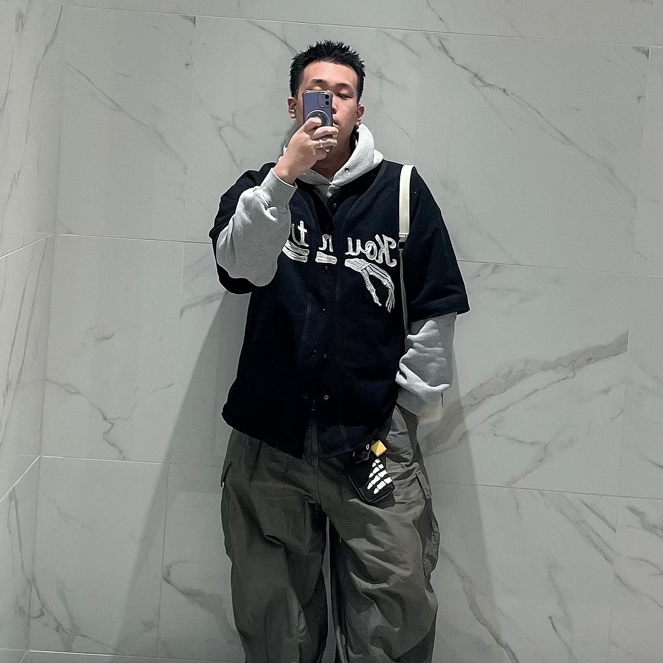 Kapital Baseball Bone Shirt Black, Needles H.D. BDU Pants Olive 착용 스타일