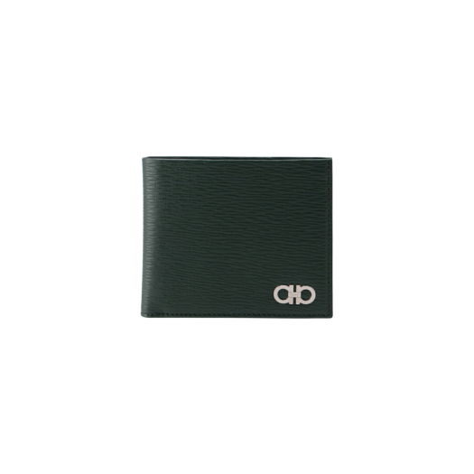 Ferragamo Coin Pocket Gancini Wallet Agrifoglio Blue
