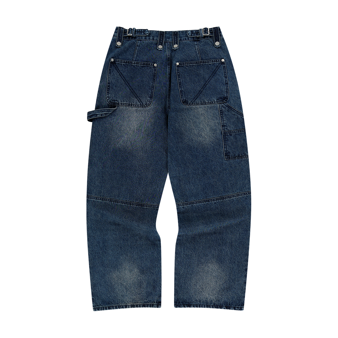 VH2EFUD114ABL Thevinylhouse Destroyed Double Knee Denim Pants Blue - #2