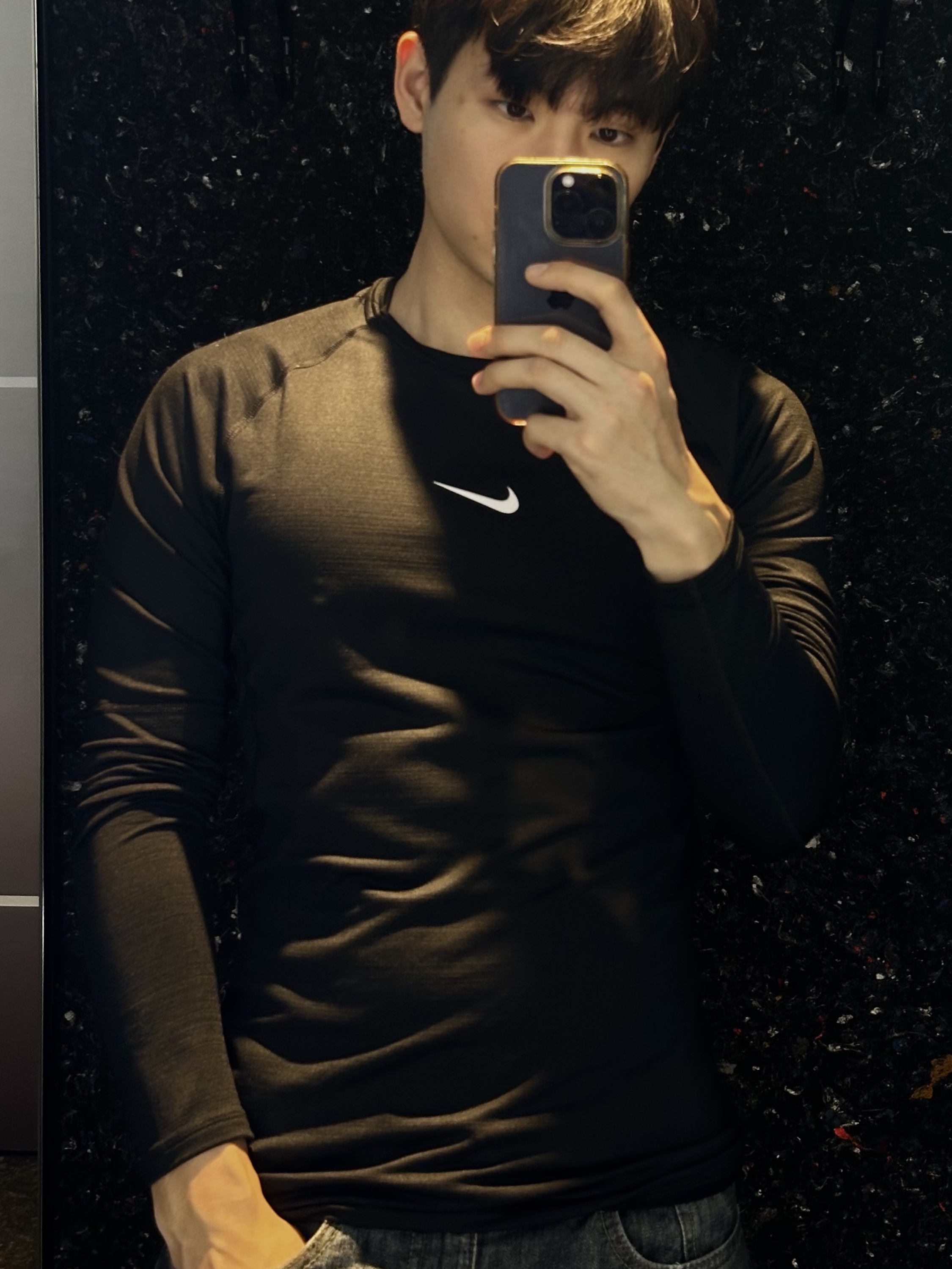 Nike Pro Dri-Fit Tight Long Sleeve Fitness Top Black - Asia 착용 스타일