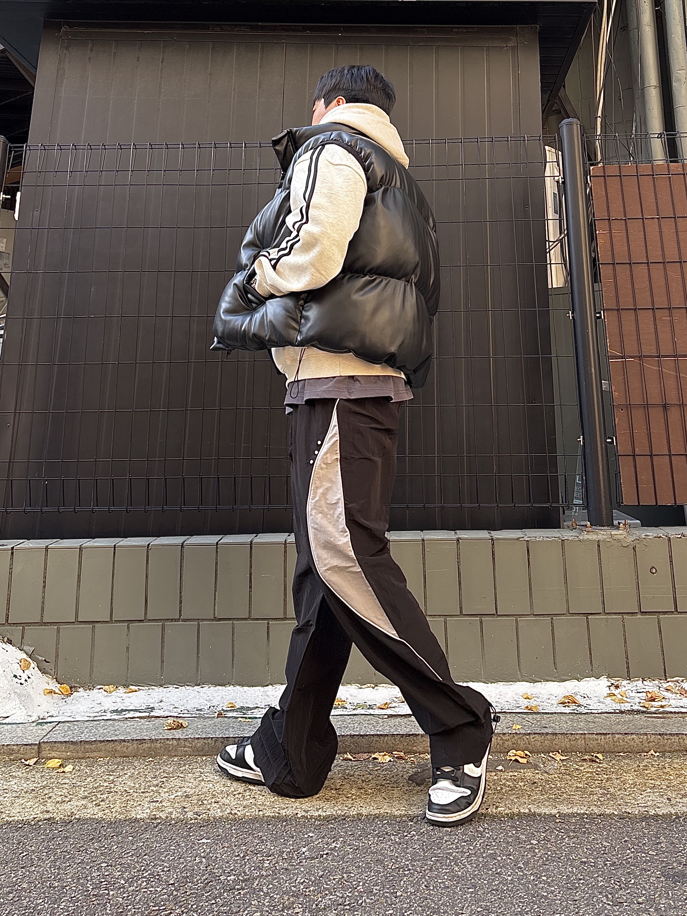 Dominant Silk Wave Double Pants Black Grey 착용 스타일