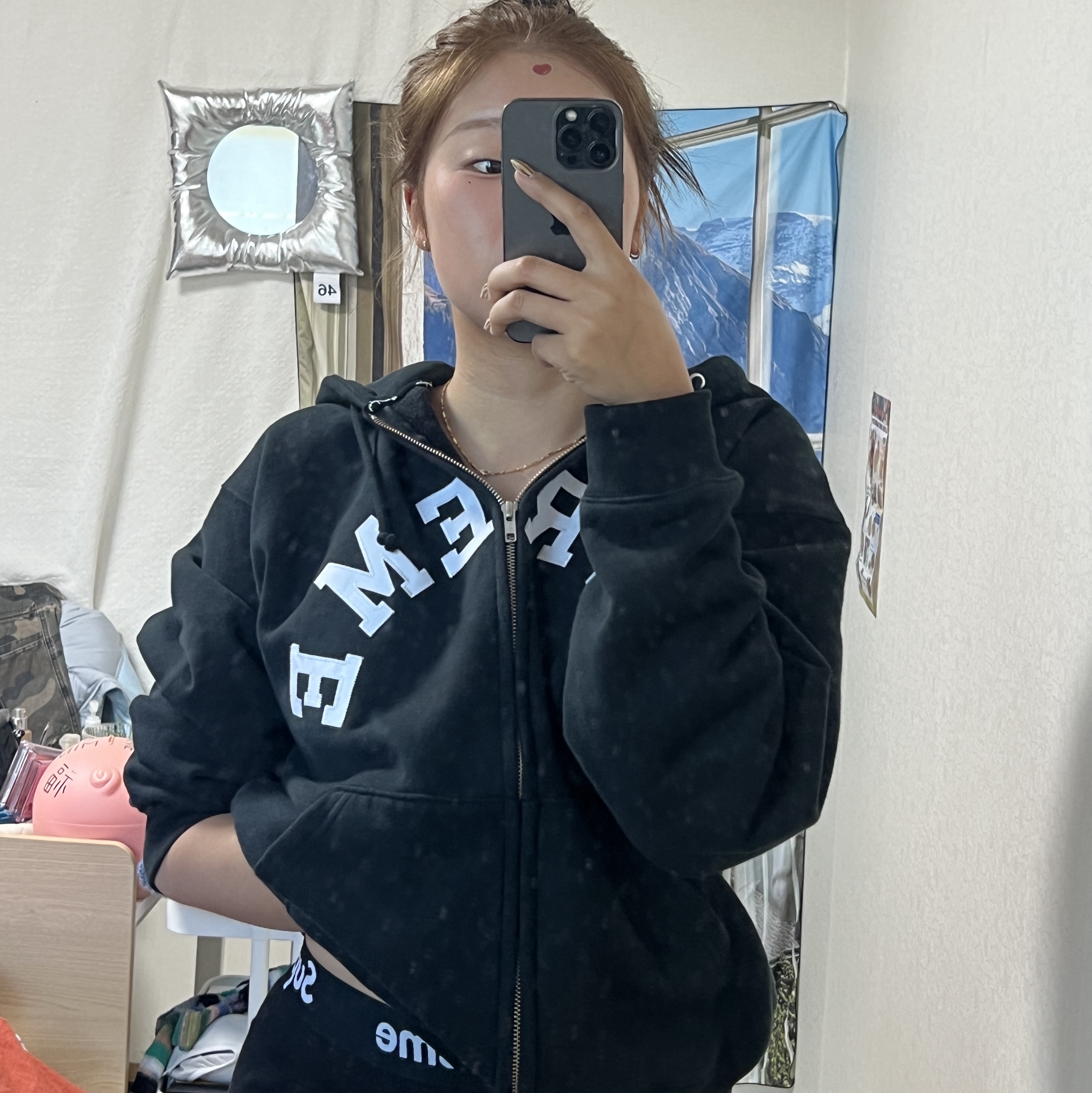 Supreme x Champion Zip Up Hooded Sweatshirt Black - 24SS 착용 스타일 - 3