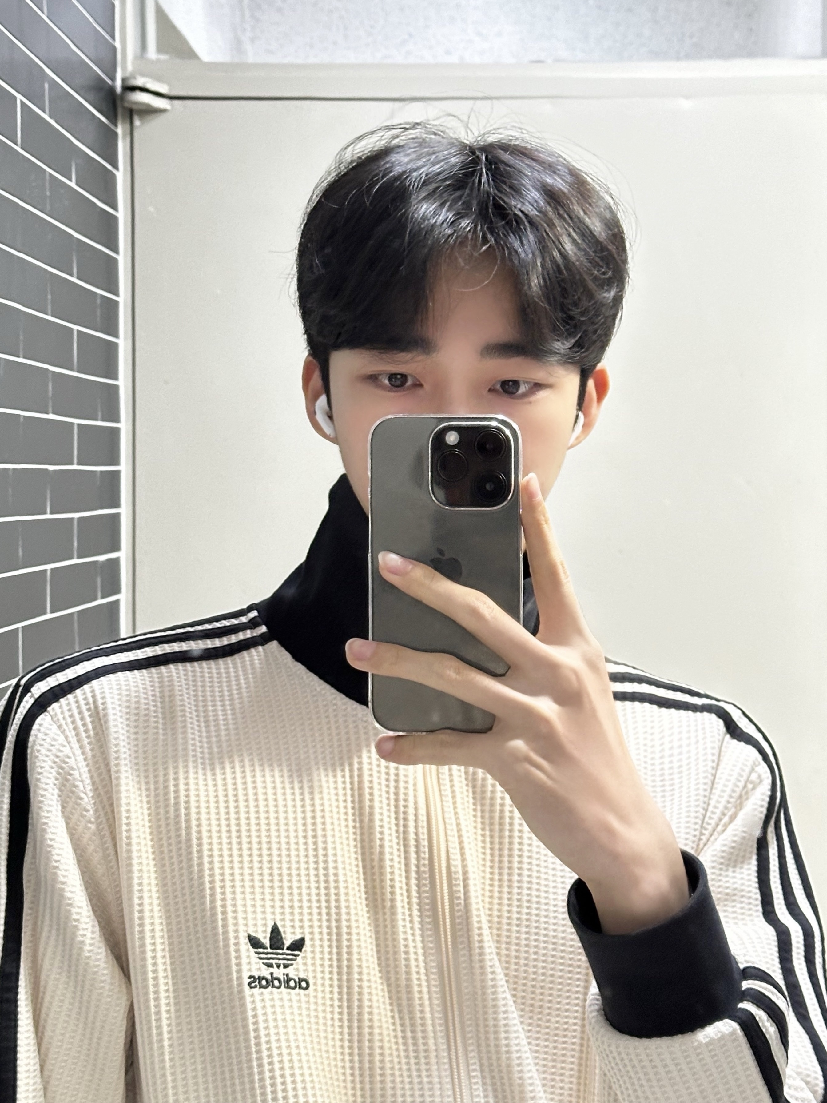 Adidas Waffle Beckenbauer Track Top Wonder White - KR Sizing 착용 스타일 - 1