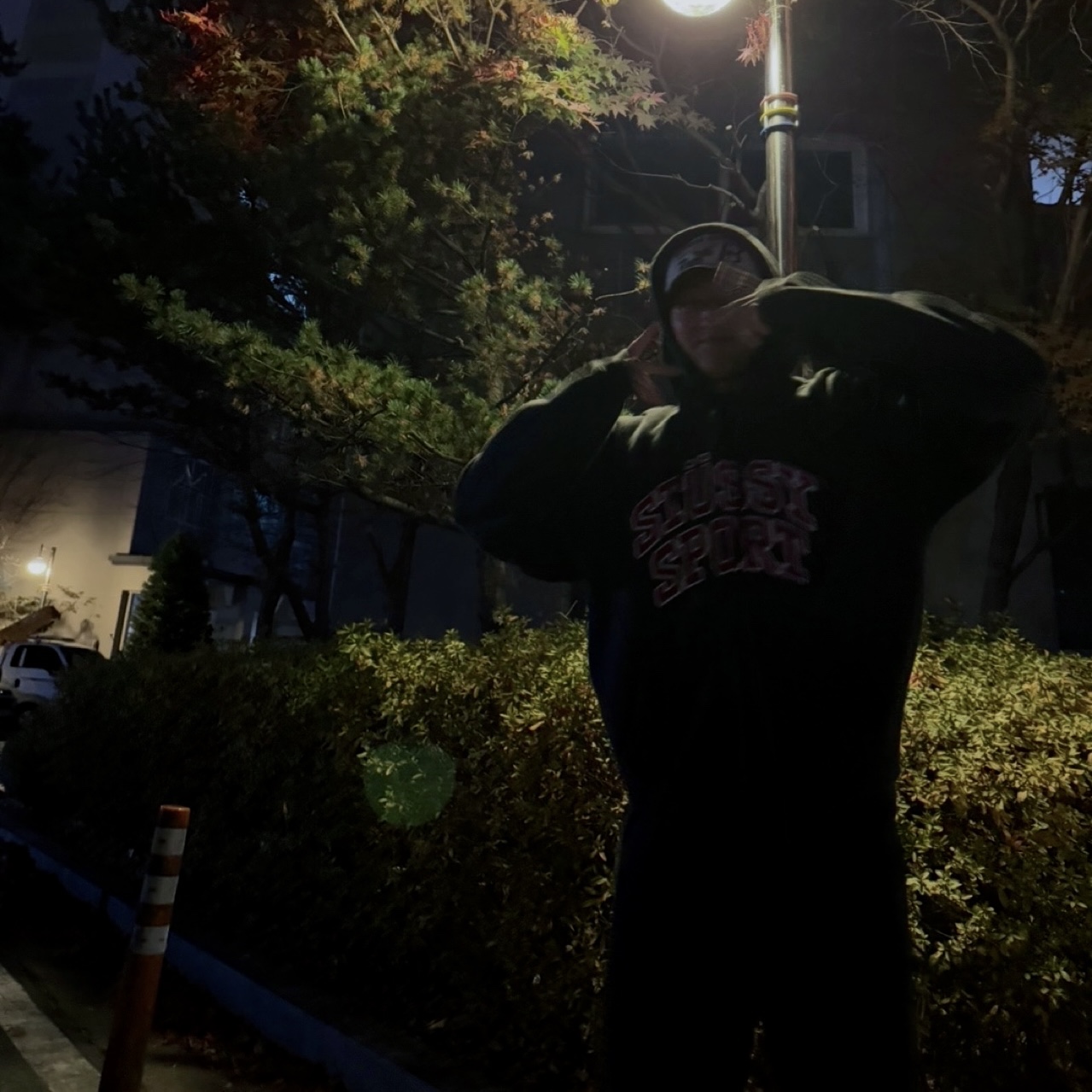 Stussy Sport Zip Hoodie Washed Black 착용 스타일