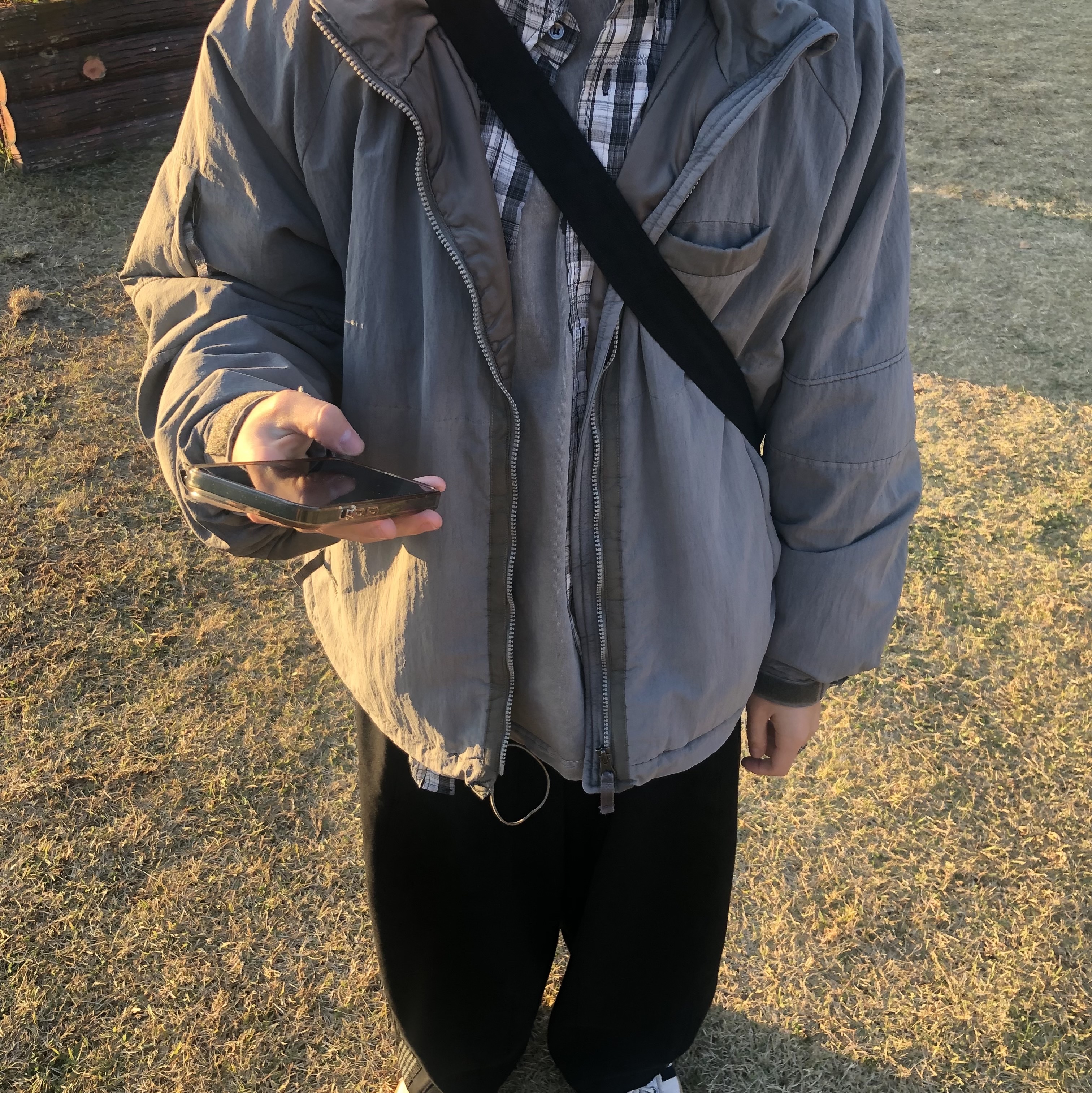 Needles x LHP H.D. Track Pants Black, Polyteru Level 7 Light Puffer Jacket Sage Gray 착용 스타일