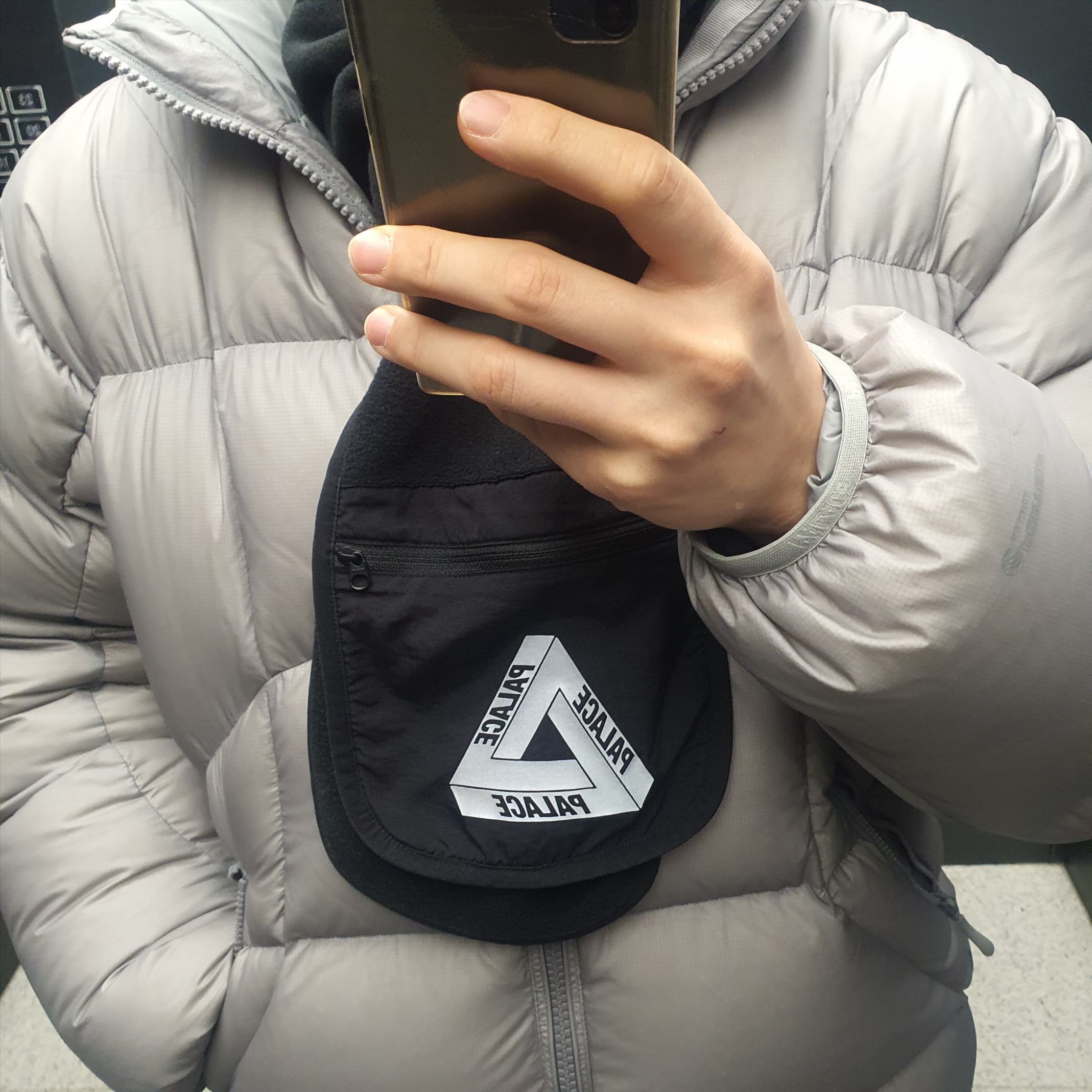 Palace Polartec Lazer Scarf Black - 22FW, Palace Pertex Frost Balaclava Puffa Grey - 22FW 착용 스타일
