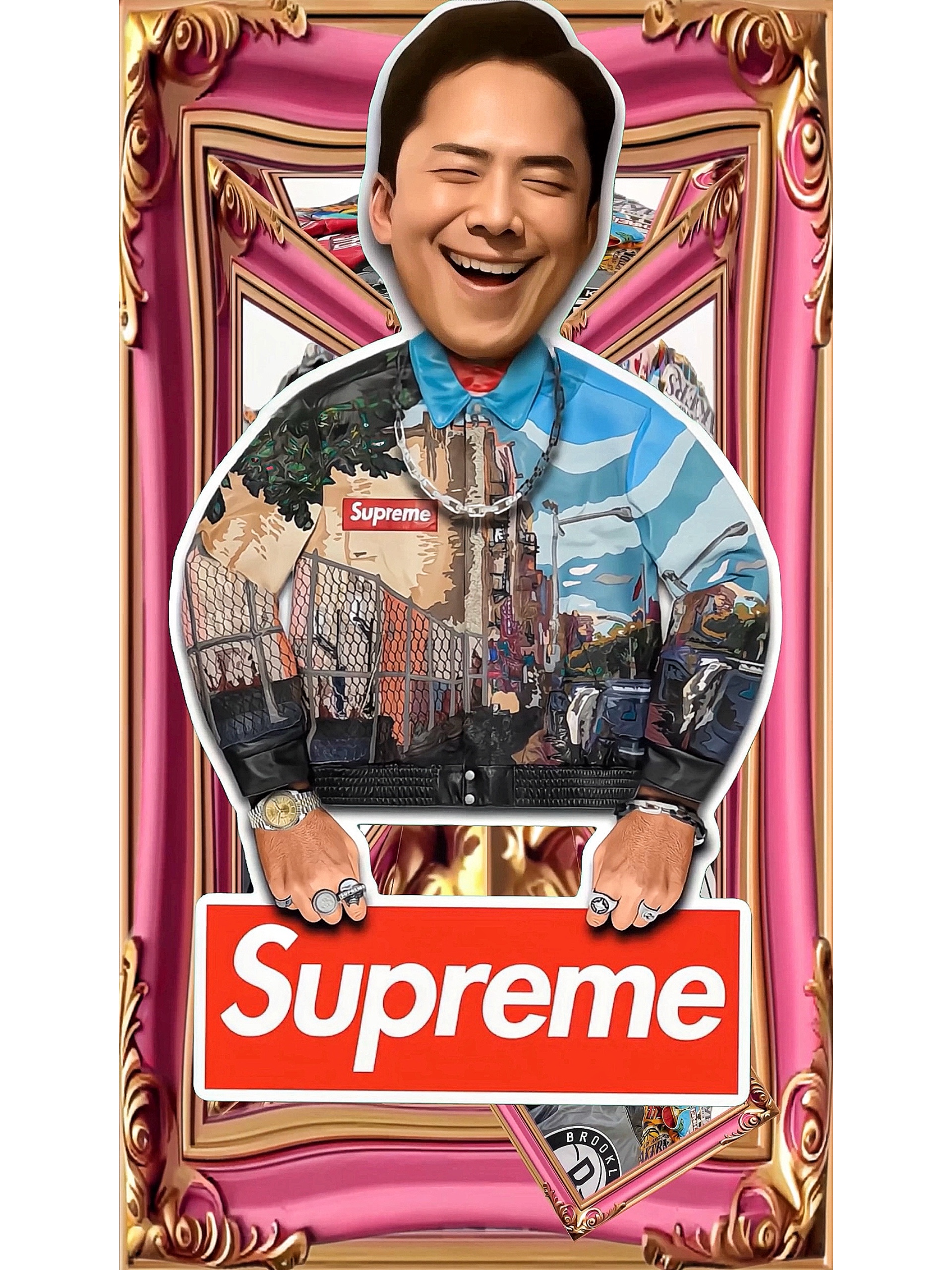 Supreme Jeff Hamilton Ridge Street Leather Jacket Multicolor - 22FW 착용 스타일 - 4