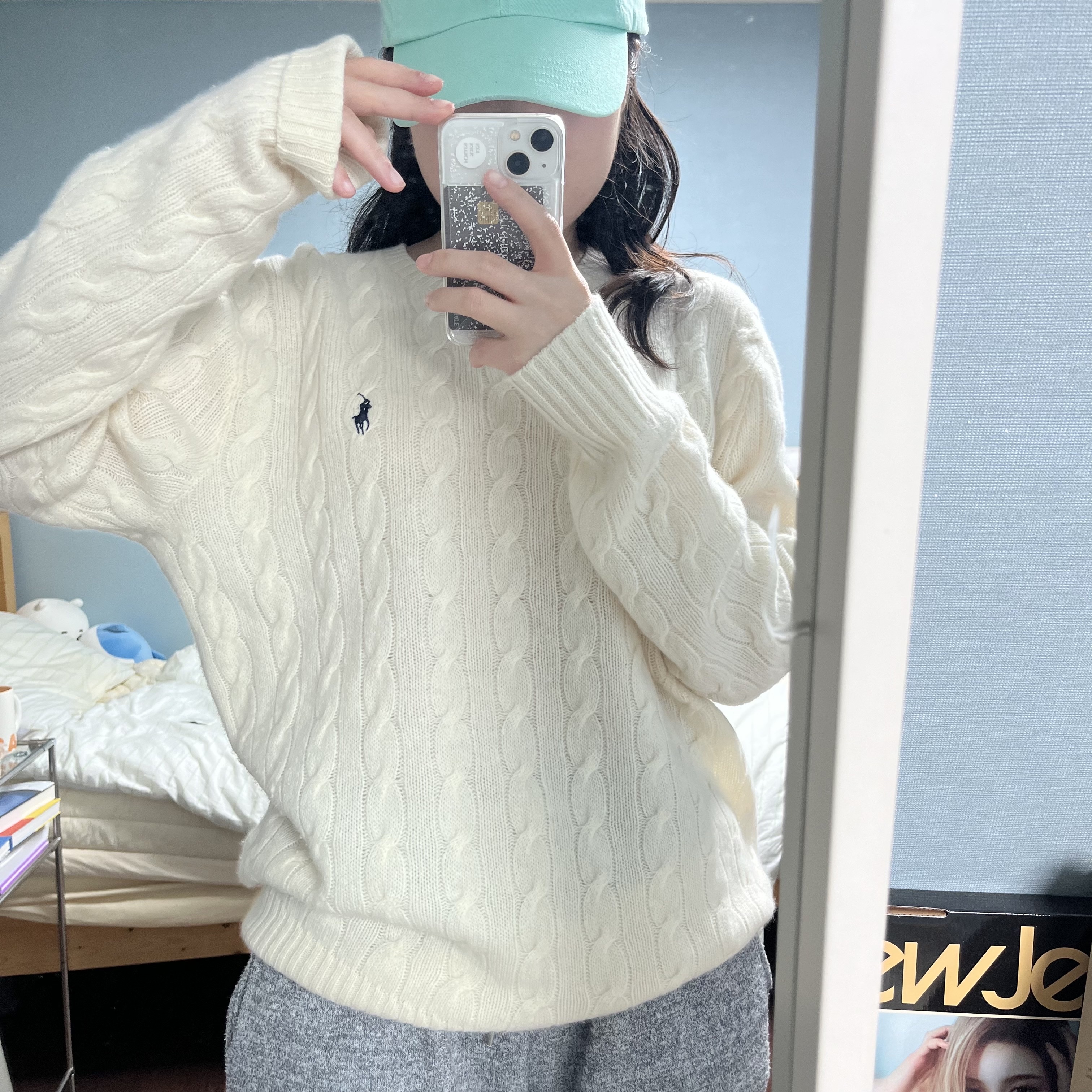 [30%적립] Polo Ralph Lauren Cable Knit Wool Cashmerer Sweater Andover Cream 착용 스타일