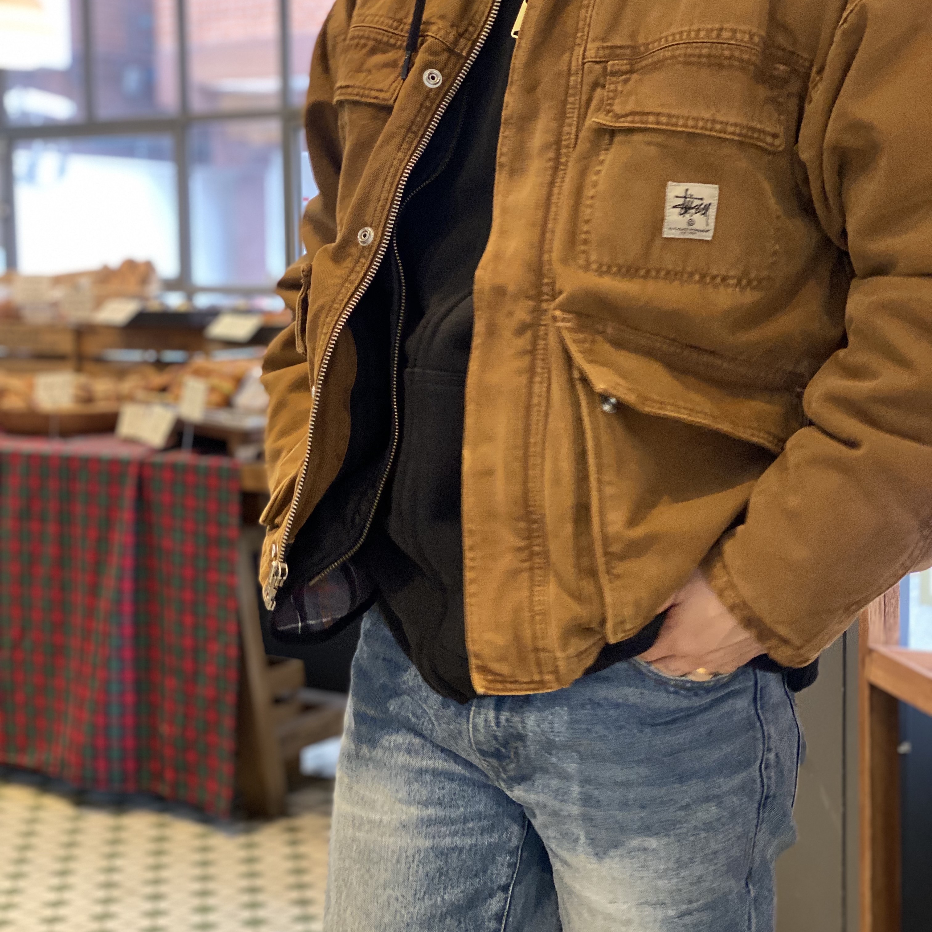 Stussy Washed Canvas Shop Jacket Bronze, Barbour Quilted Waistcoat Zip-In Liner Black Modern 착용 스타일 - 3