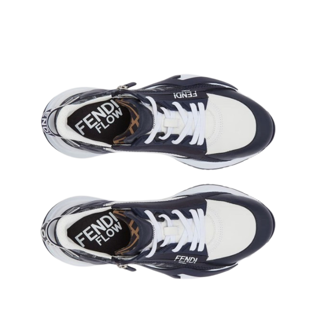 펜디 플로우 FF 자카드 레더 스니커즈 블루(Fendi Flow FF Jacquard and Leather Sneakers Blue) - 2