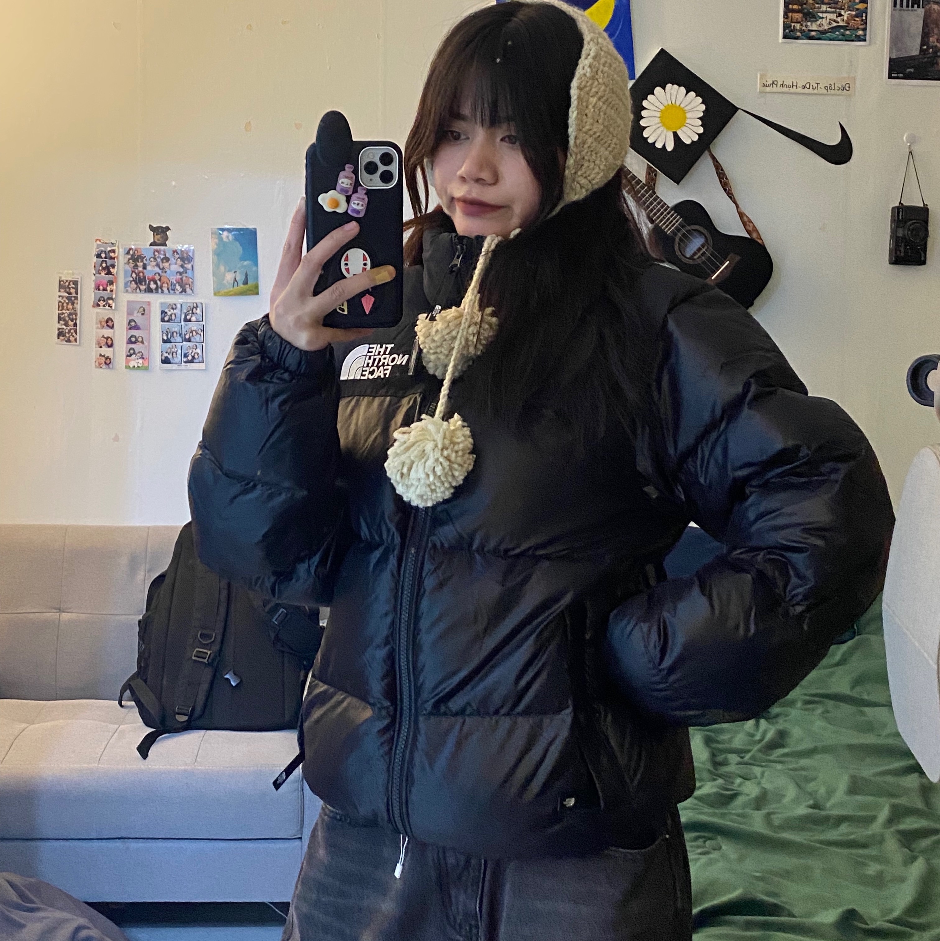 The North Face On Ball Jacket Black 착용 스타일