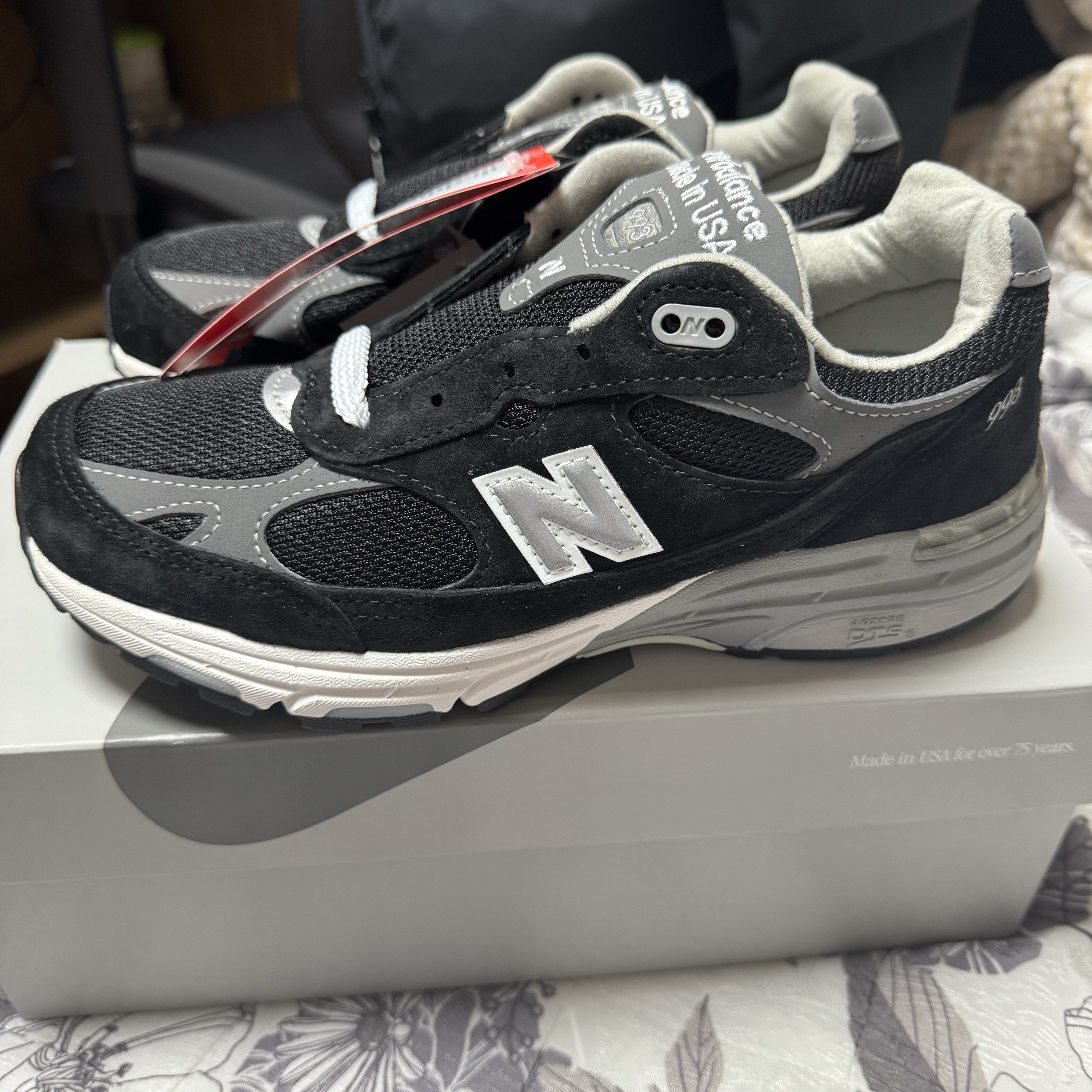 (W) New Balance 993 Made in USA Black - B Standard 착용 스타일 - 3