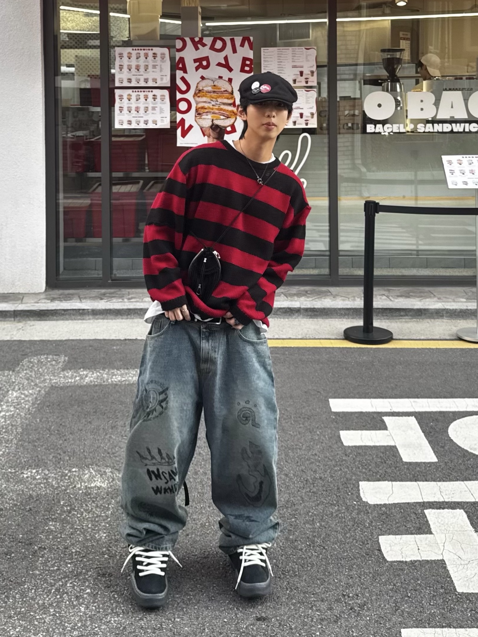 ERL Vamp Skate Shoe Pirate Black 착용 스타일 - 1