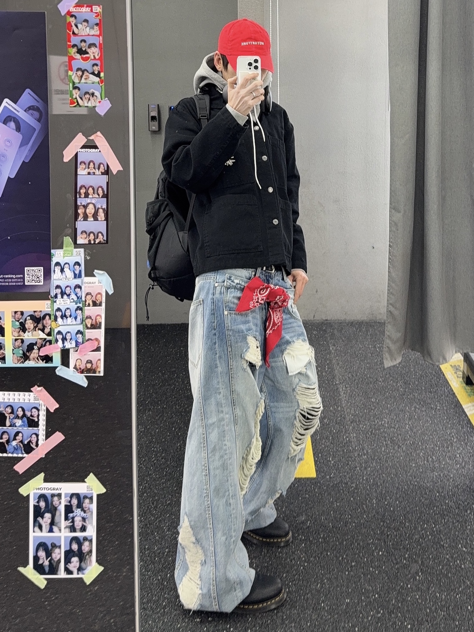 Dr. Martens 1461 Ambassador Black, Supreme Hav-A-Hank Bandanas Multicolor (Set of 3) - 24SS 착용 스타일 - 2